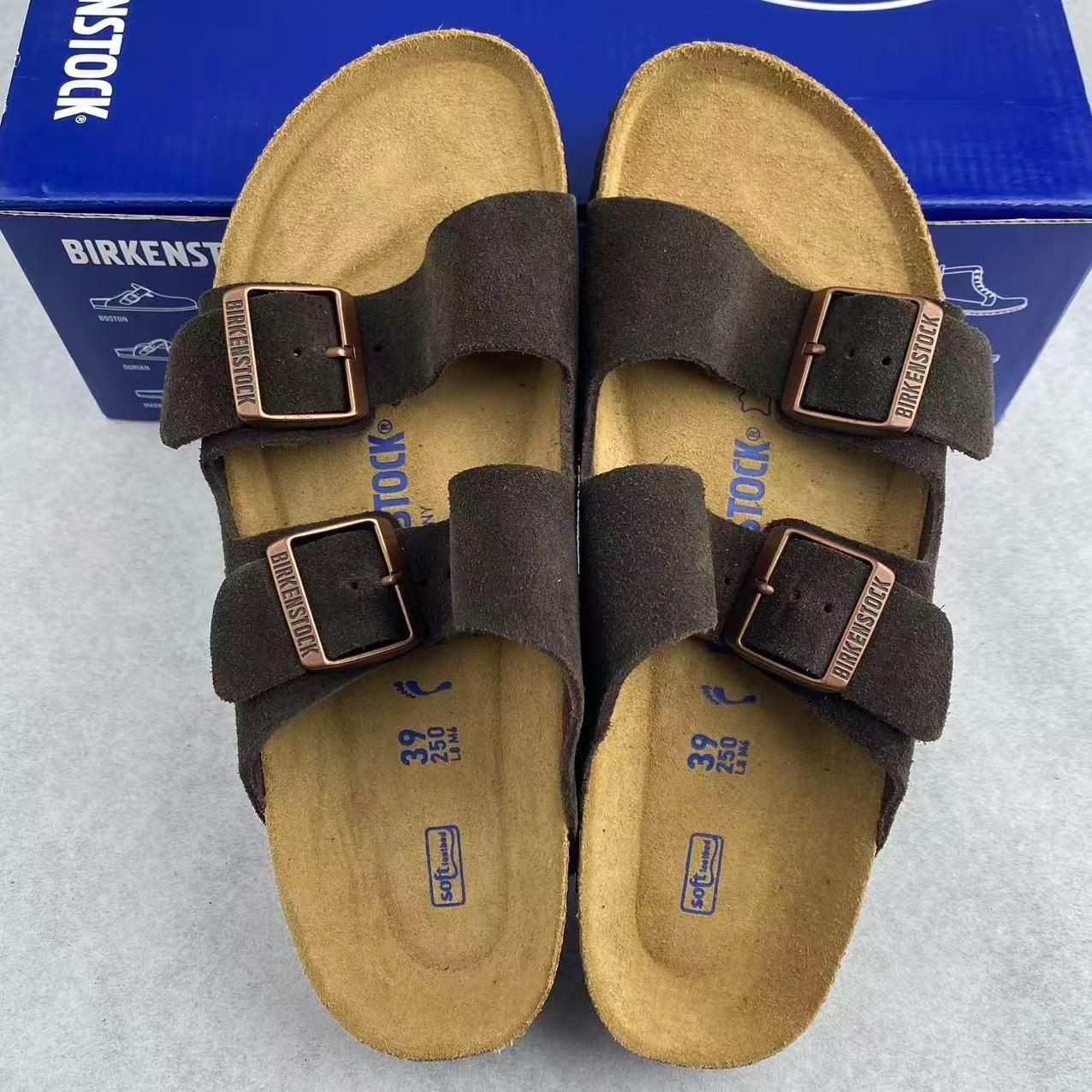 Birkenstock Arizona Mocha Suede Leather Soft Footbed Unisex Sandals EU 37-45
