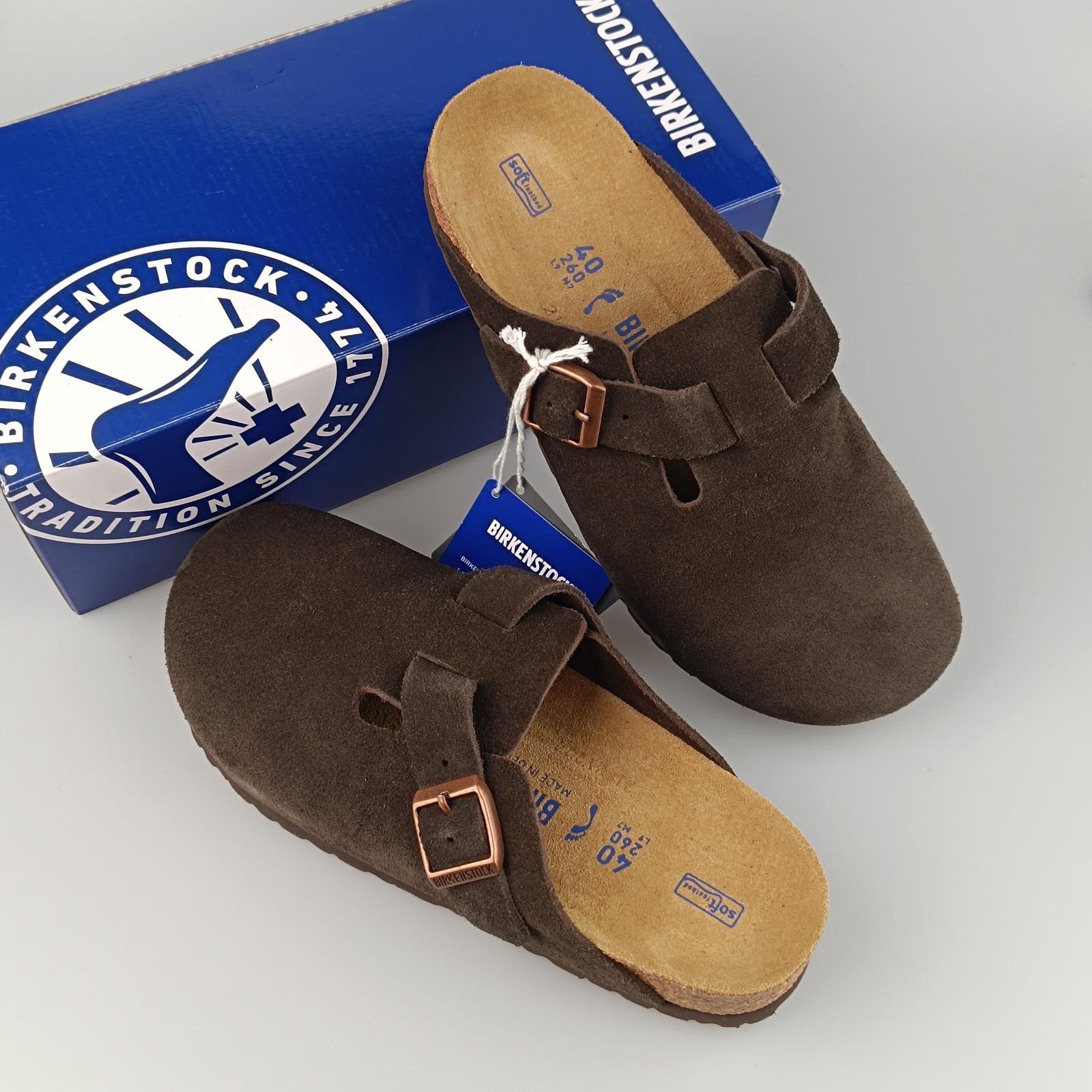 Birkenstock Boston Mocha Suede Leather Soft Footbed Clog Women’s and Men’s shoes