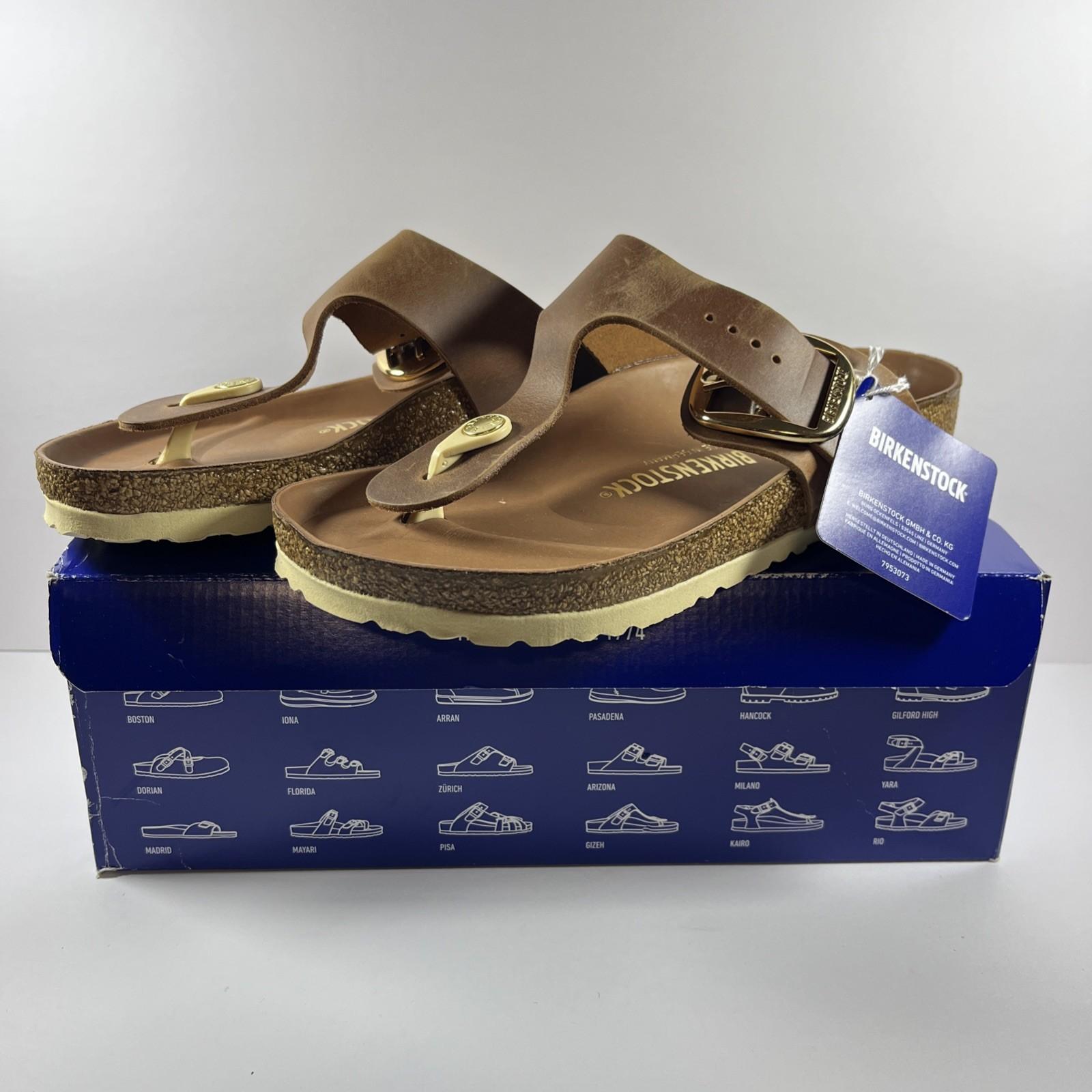 Birkenstock Gizeh Big Buckle Leather Sandal- Cognac 38 US Size 7