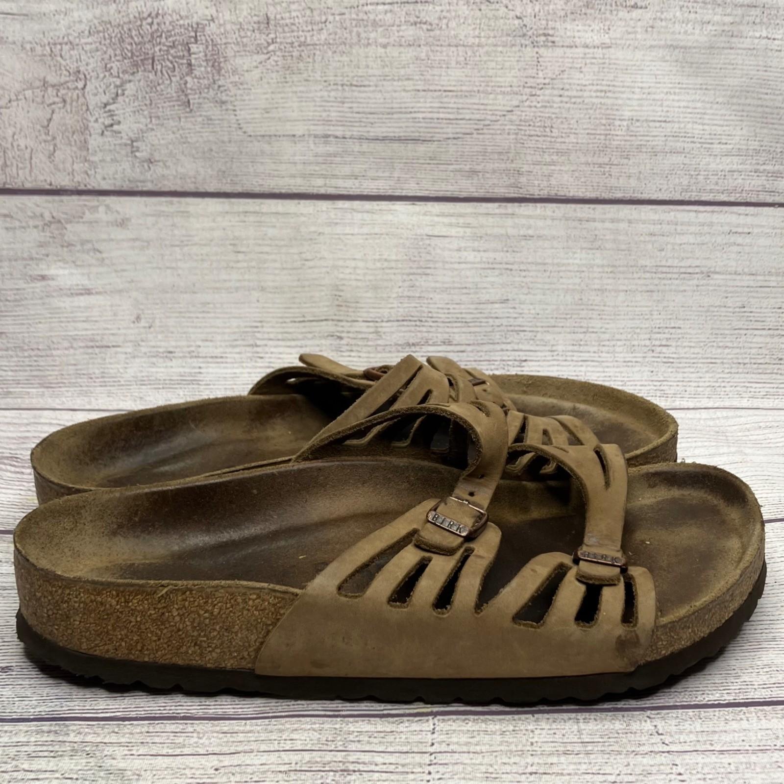 Birkenstock Mayari Leather Strappy Sandals Women Brown Cork Footbed EU 39 US 8.5