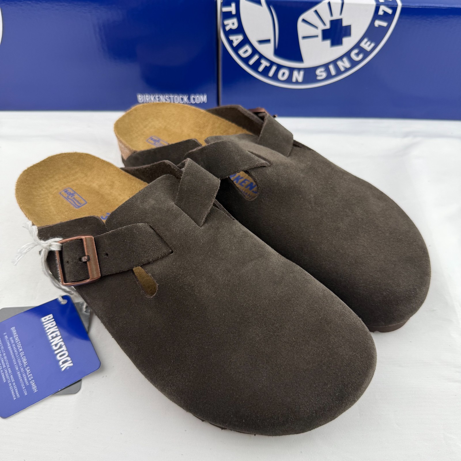 Birkenstock Boston Mocha Suede Leather Soft Footbed Clog Select Size