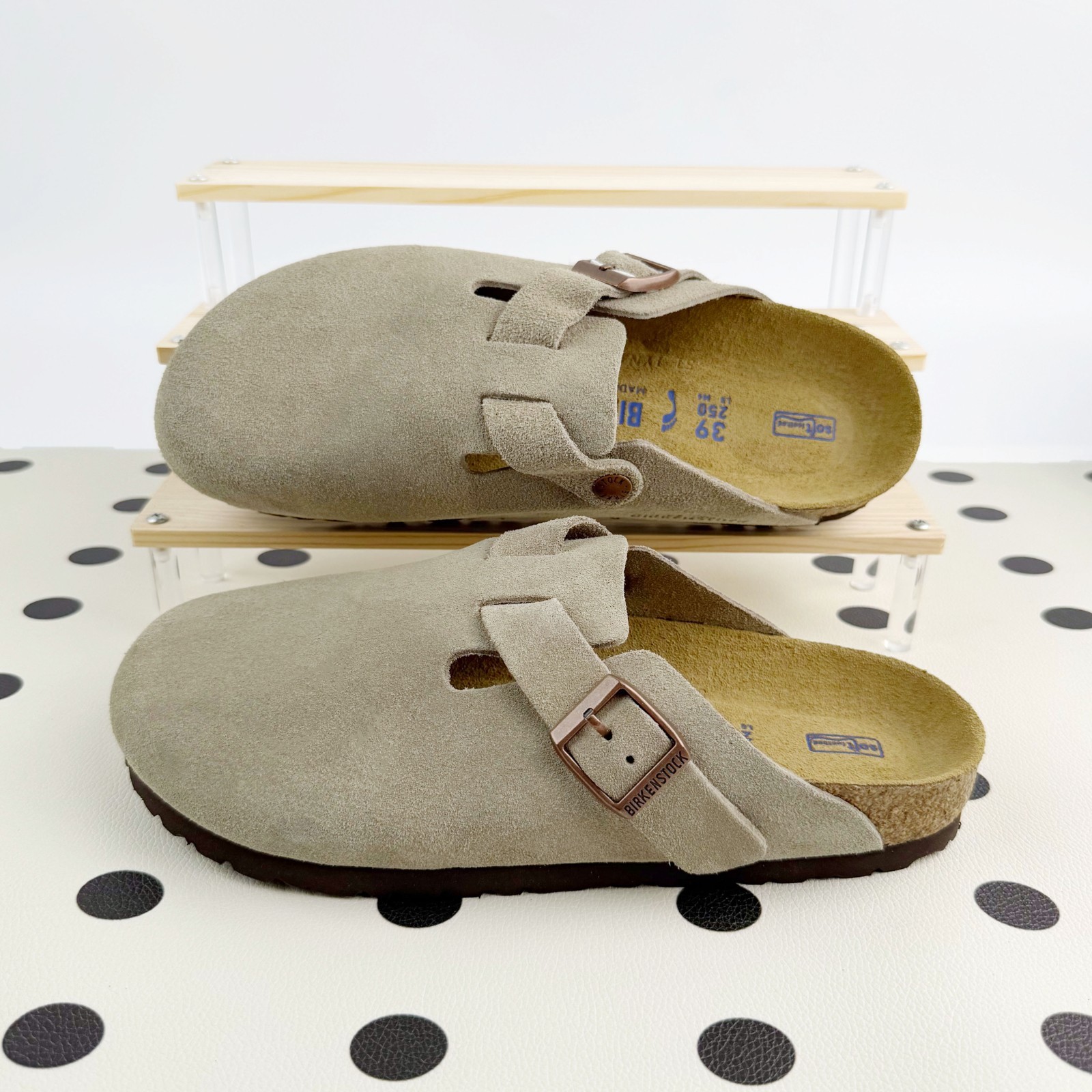 Birkenstock Boston Taupe Suede Leather Soft Footbed Clog Men and Women Shoes
