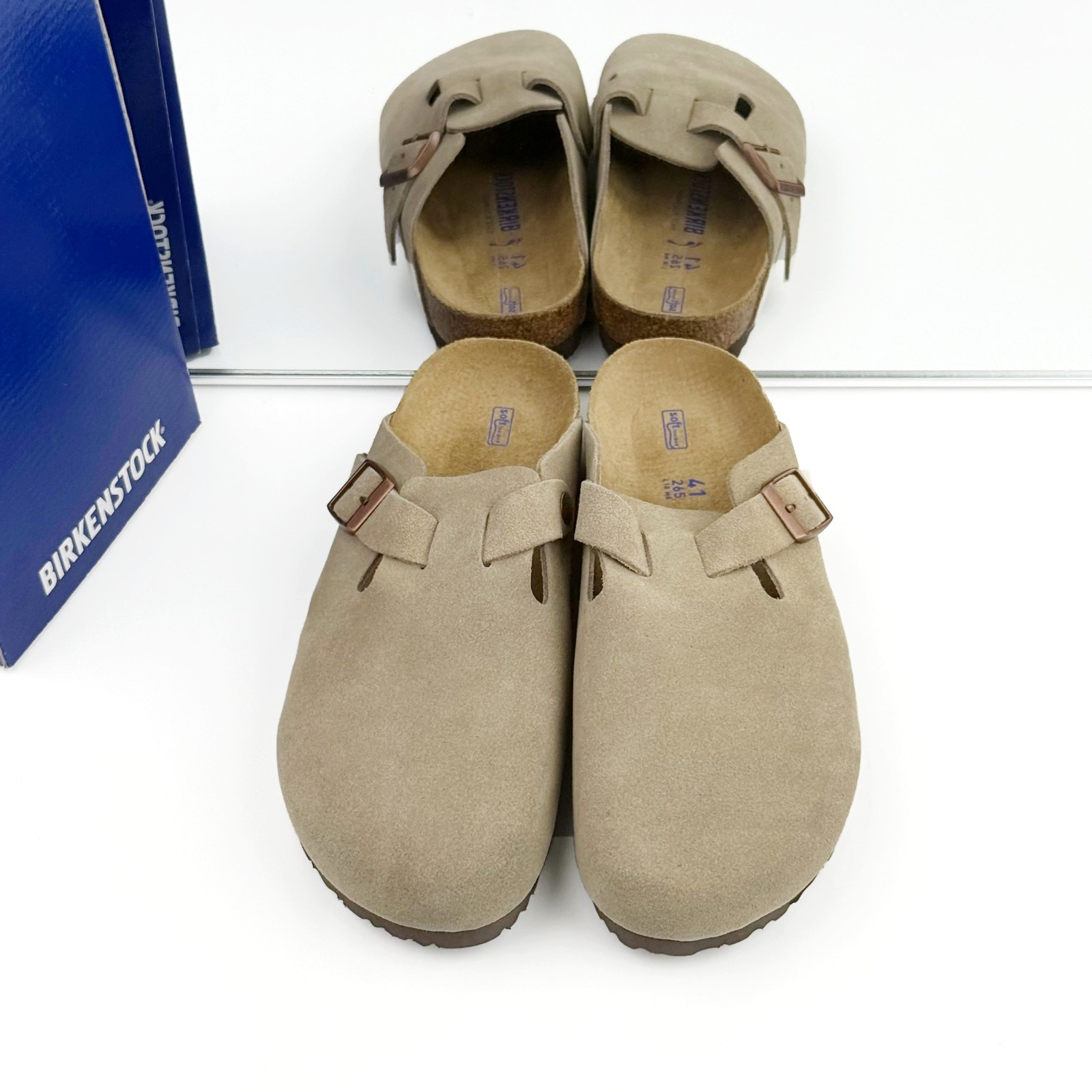 Birkenstock Boston Taupe Suede Leather Soft Footbed Clog Men and Women Shoes