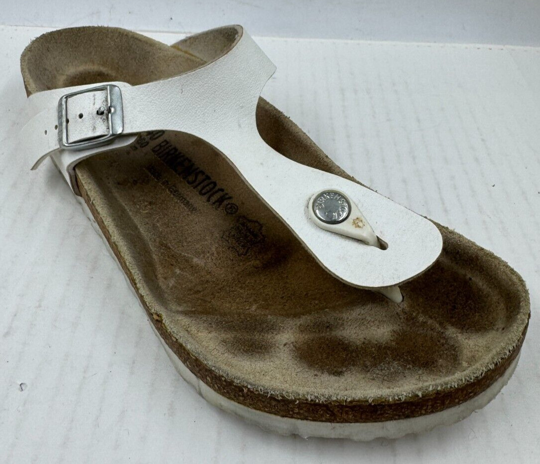 Birkenstock Gizeh Birko-Flor Sandals Women’s 9 White T-Strap Thong Flip Flop