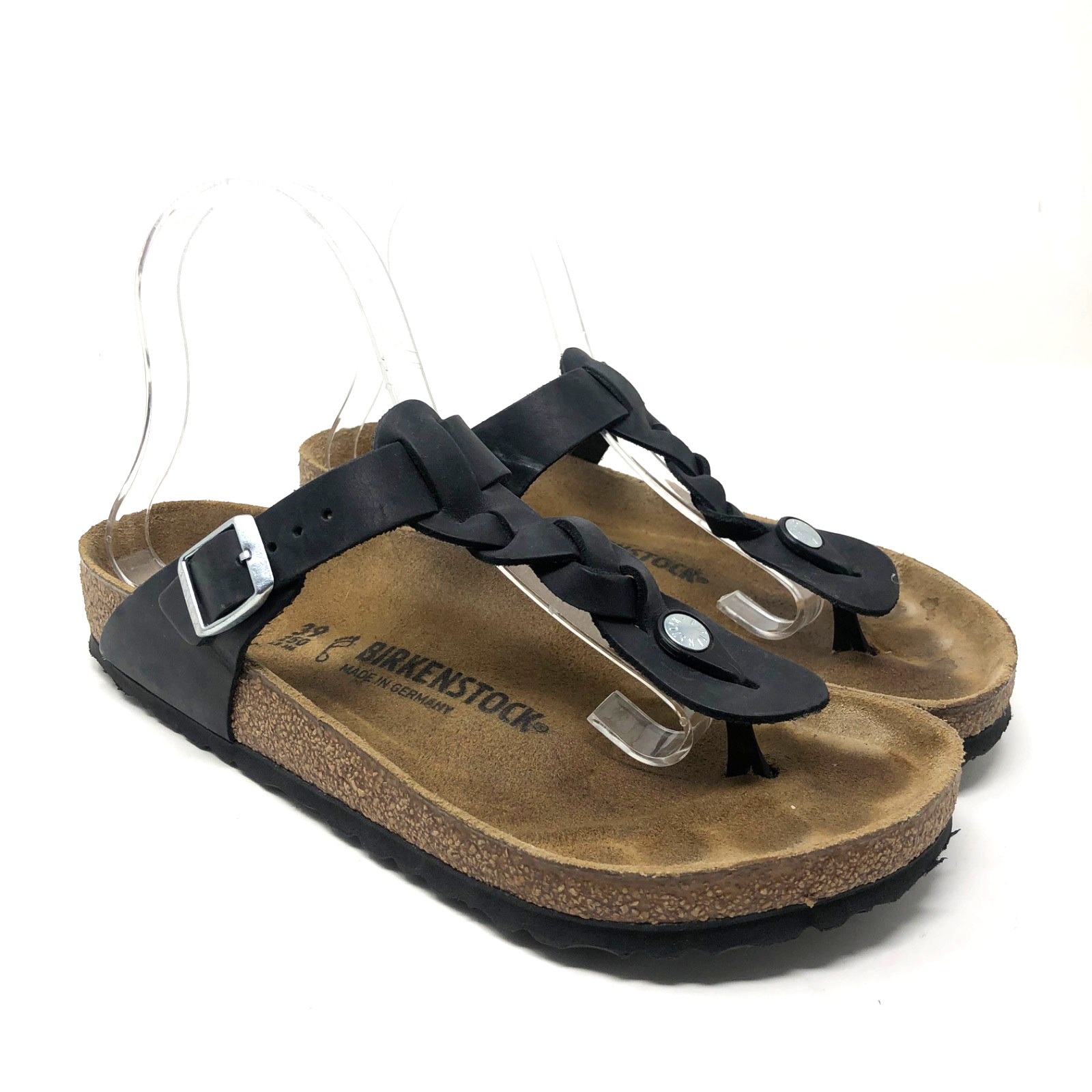 Birkenstock Gizeh Braided Sandal Oiled Leather Black Womens 8 Boho Resort Beach