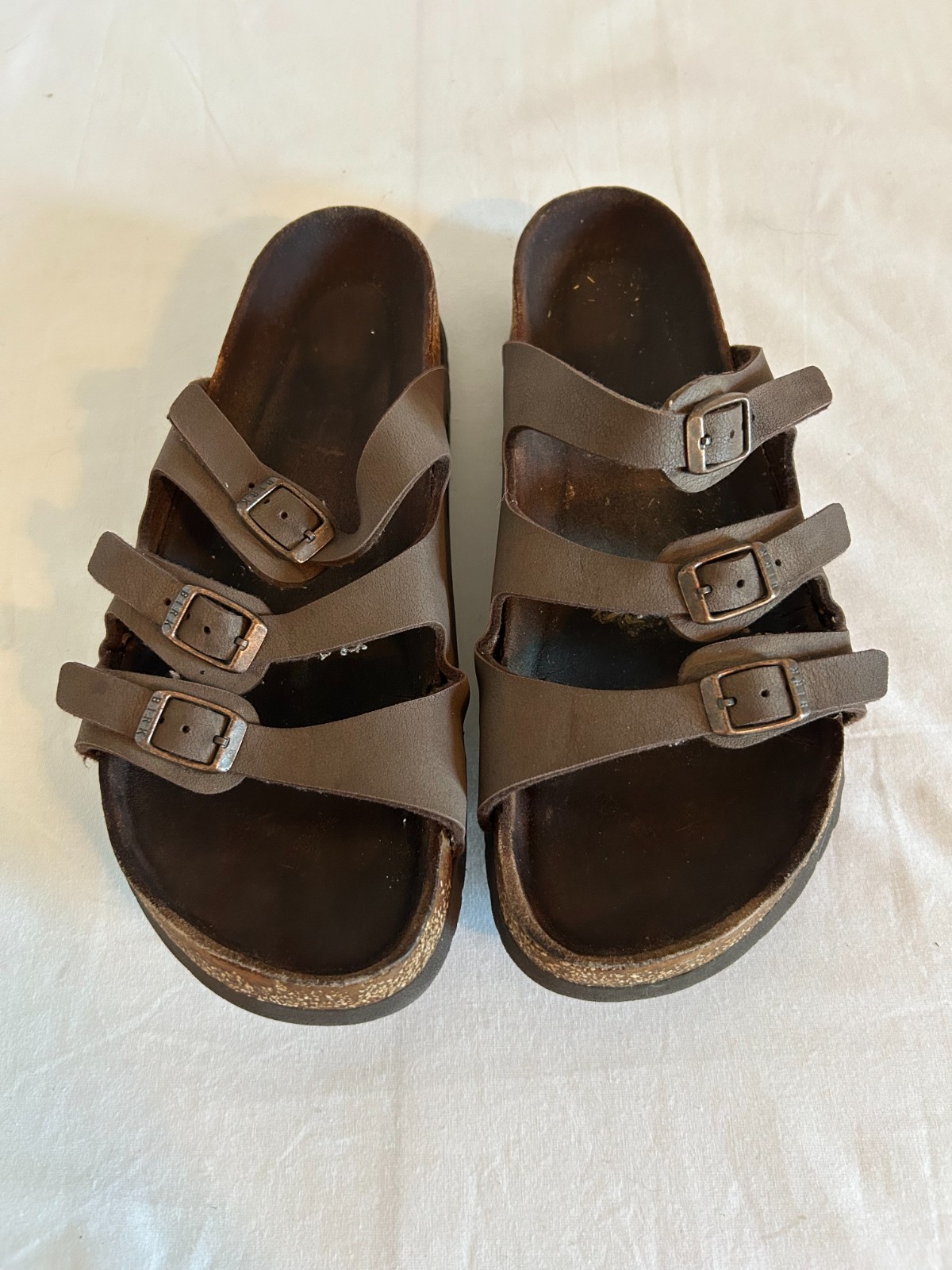 Birkenstock Florida Soft Footbed Sandals Womens Mocha Brown Strappy Slip On 38/8