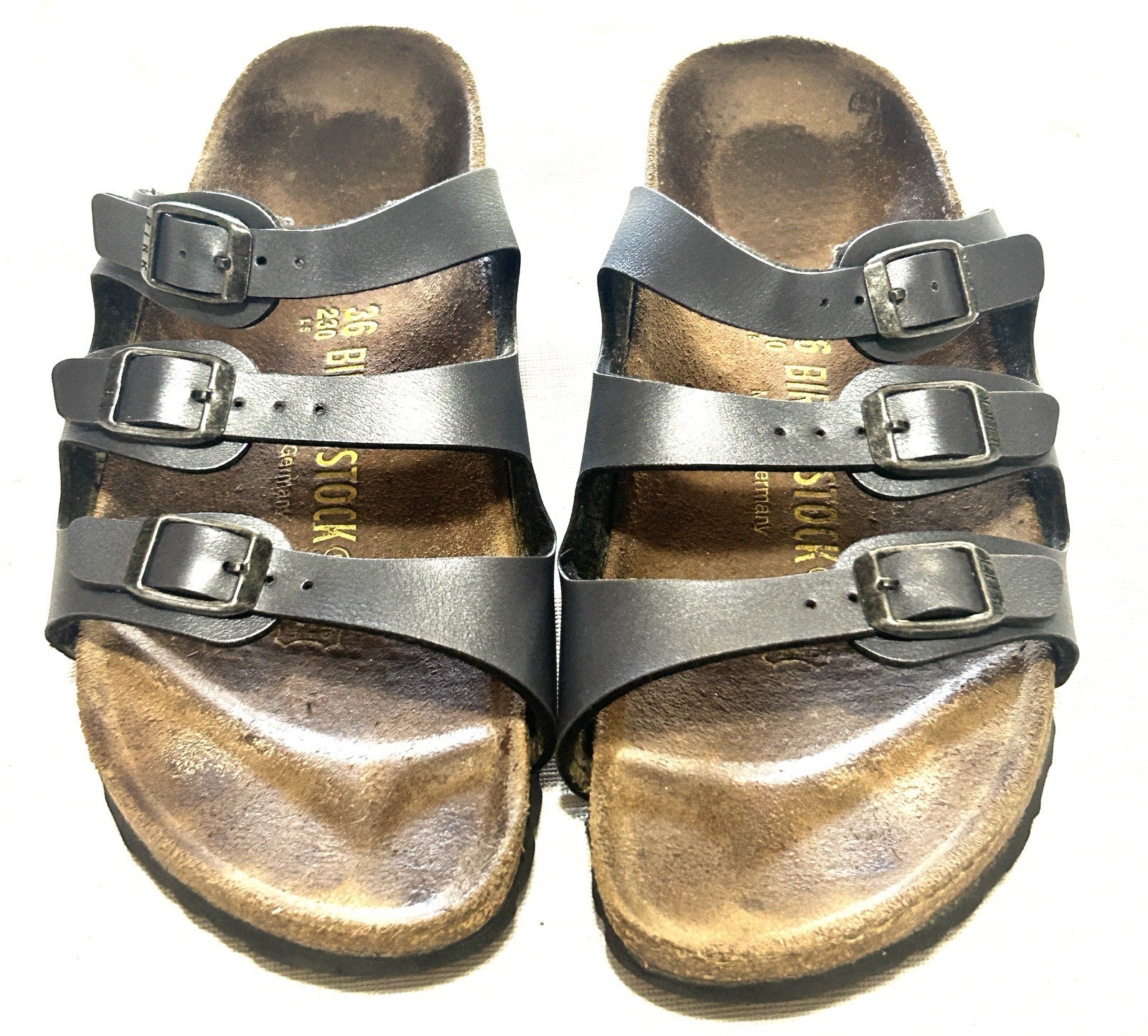 BIRKENSTOCK Florida Birko Flor Women’s Sz US 5.5 EU 36 Navy 3 Buckle Sandals