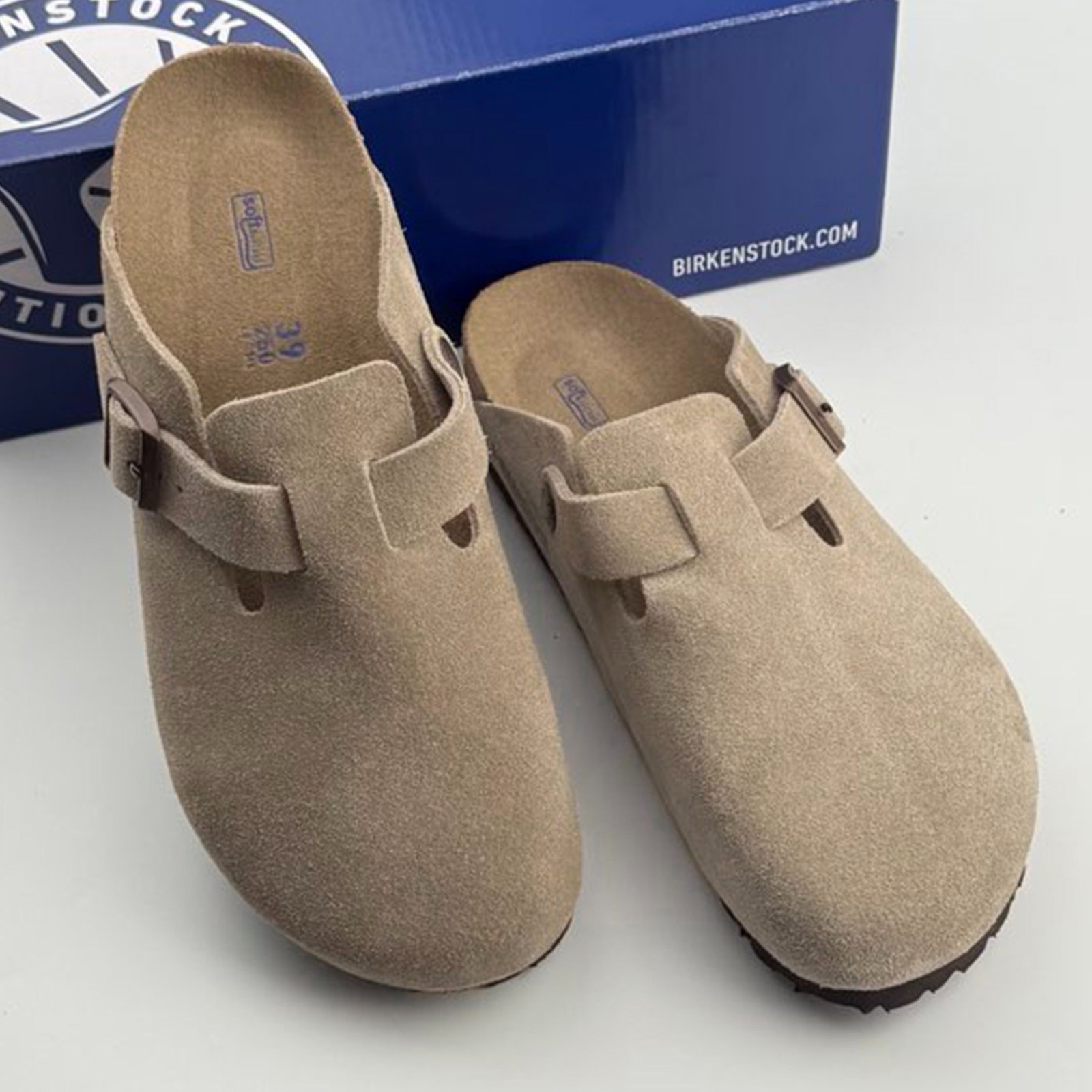 Birkenstock Boston Taupe Suede Leather Women’s and Men’s Shoes Size 37-45