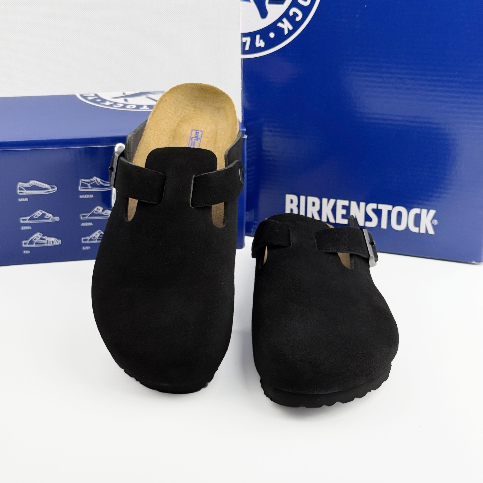 Birkenstock Boston Soft Footbed Suede Black Shoes Narrow/Wide Size EU37-45