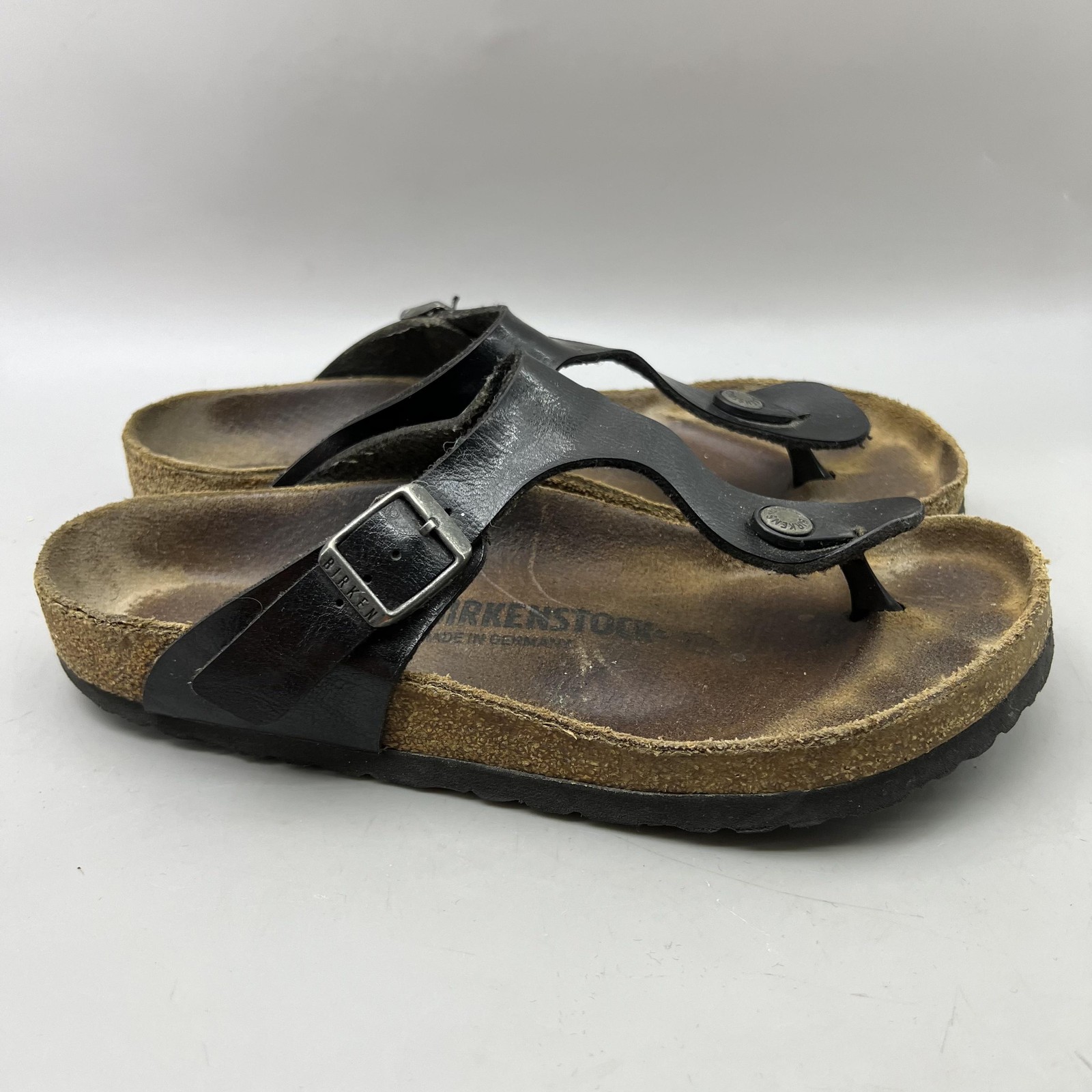 Birkenstock Gizeh Thong Sandals Shoes Womes Size 7 Black T-Strap Buckle Shoes