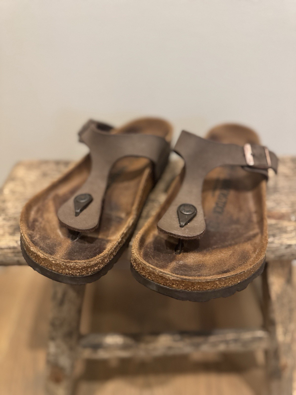 Birkenstock Gizeh 245 Habana Oiled Leather Thong Sandals EU 38 US 7-7.5 EUC