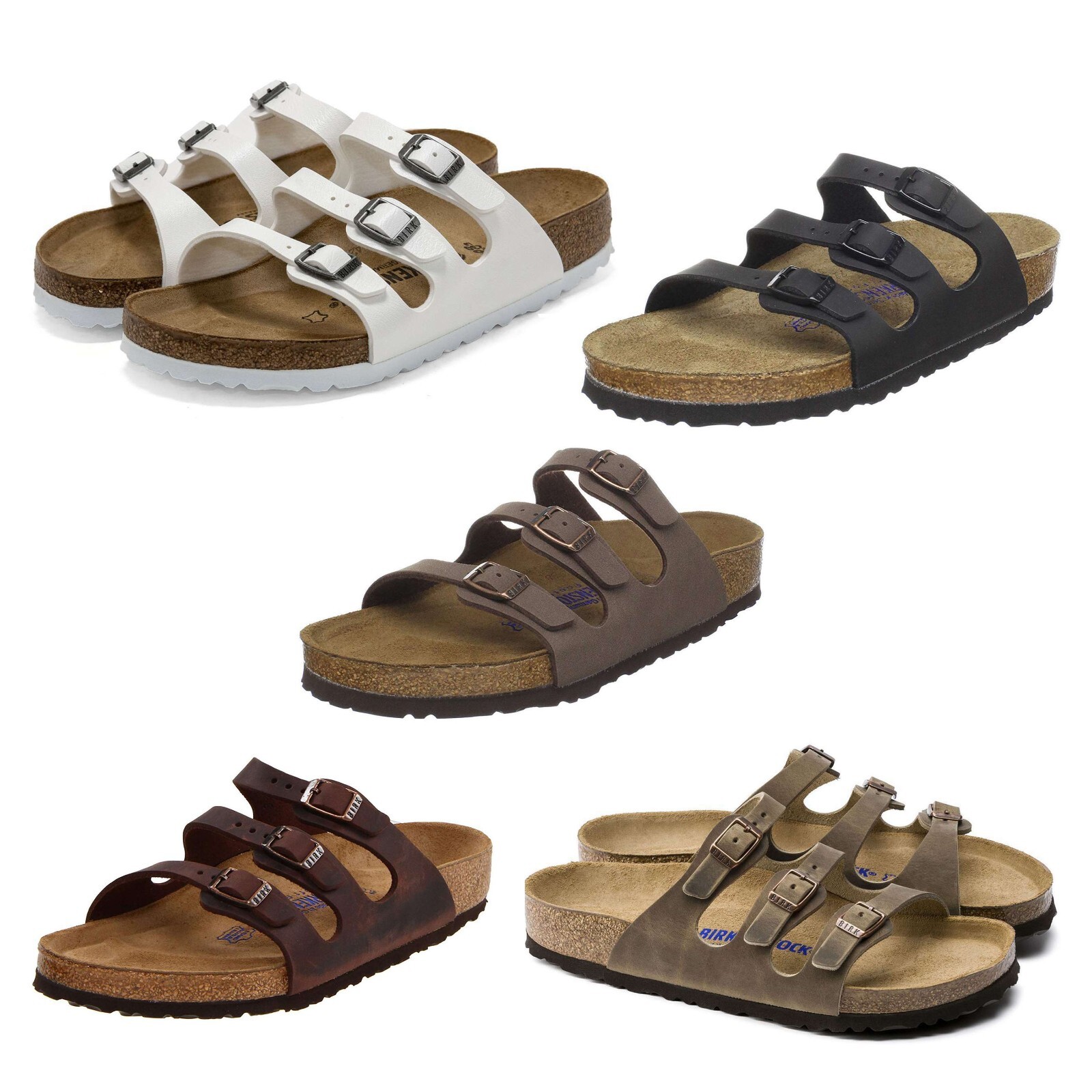 NEW Birkenstock Florida 3 Strap Women’s Sandals Black Slides