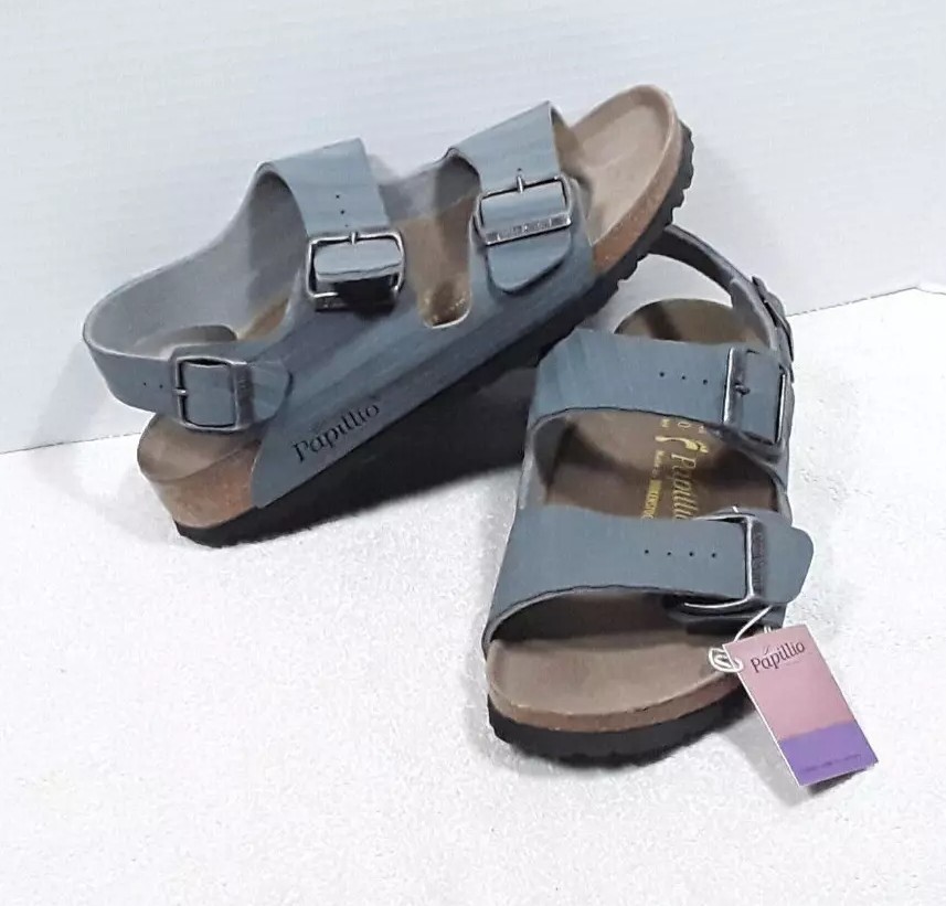 Birkenstock Papillio Sandals Womens Grey Ankle Strap Buckle Closure 6 EUR 37 NWT