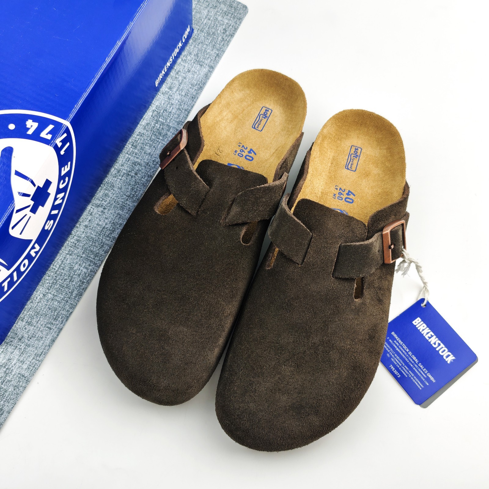 Birkenstock Boston Unisex Flat Shoes Mocha Suede Soft Footbed Multiple Sizes