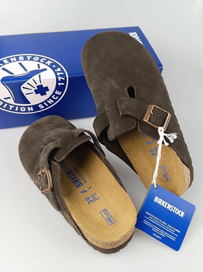 New Birkenstock Boston Soft Footbed Mocha Suede Leather Clogs