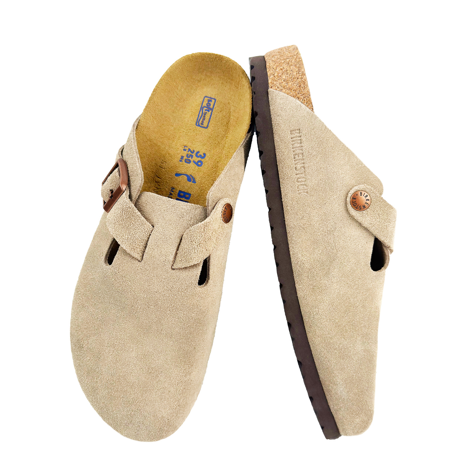 Birkenstock Boston Taupe Classic Suede Soft Footbed Clogs Comfort Women’s Shoes