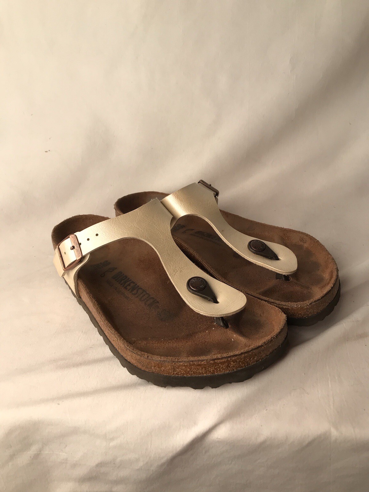 BIRKENSTOCK Gizeh Graceful Pearl White Birko Flor Thong Sandals 38