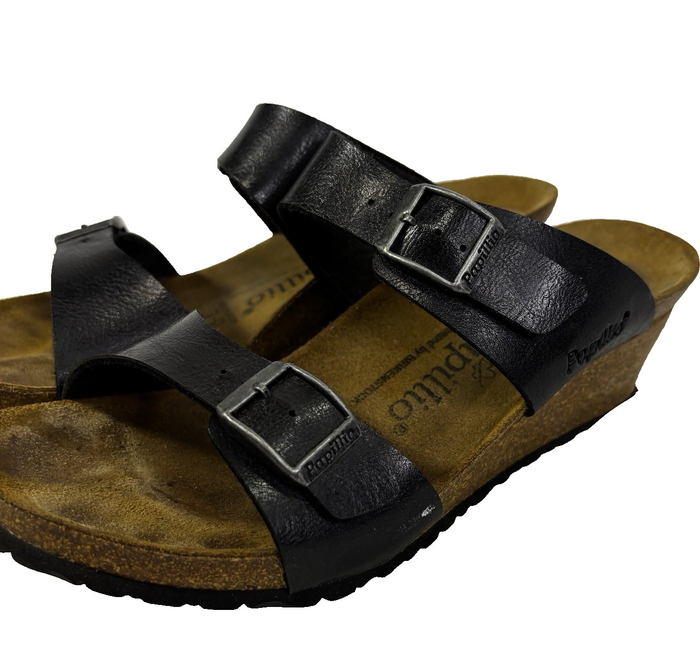 Birkenstock Papillio Dorothy Wedge Shoe Heels Black 38 US 7-7.5