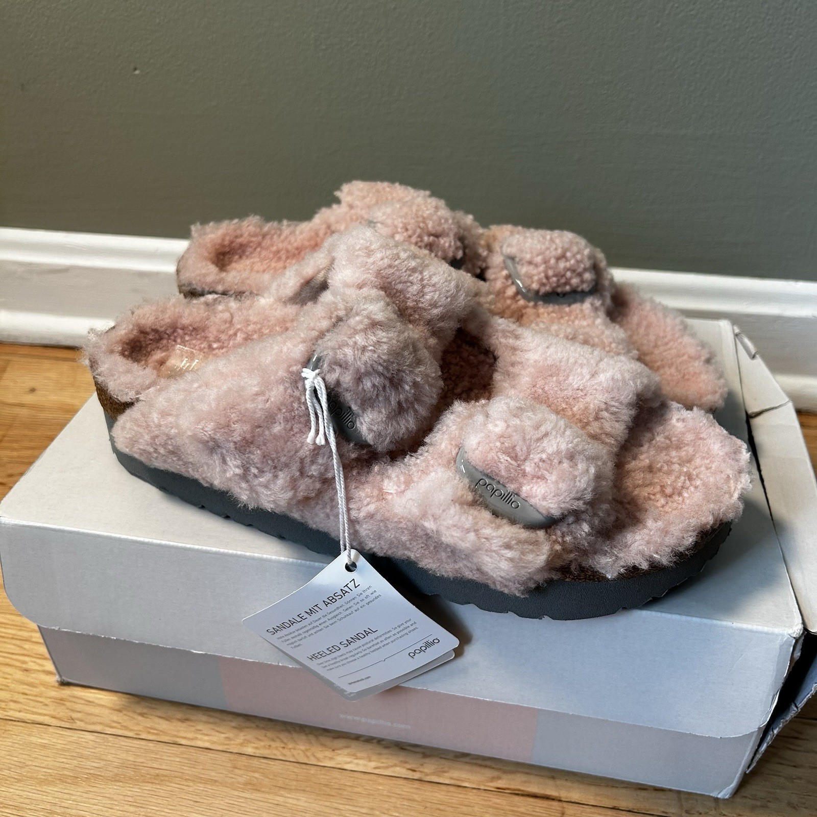 Birkenstock Papillio Arizona Bug Buckle Sandals Women’s Teddy Crystal Rose 39 8