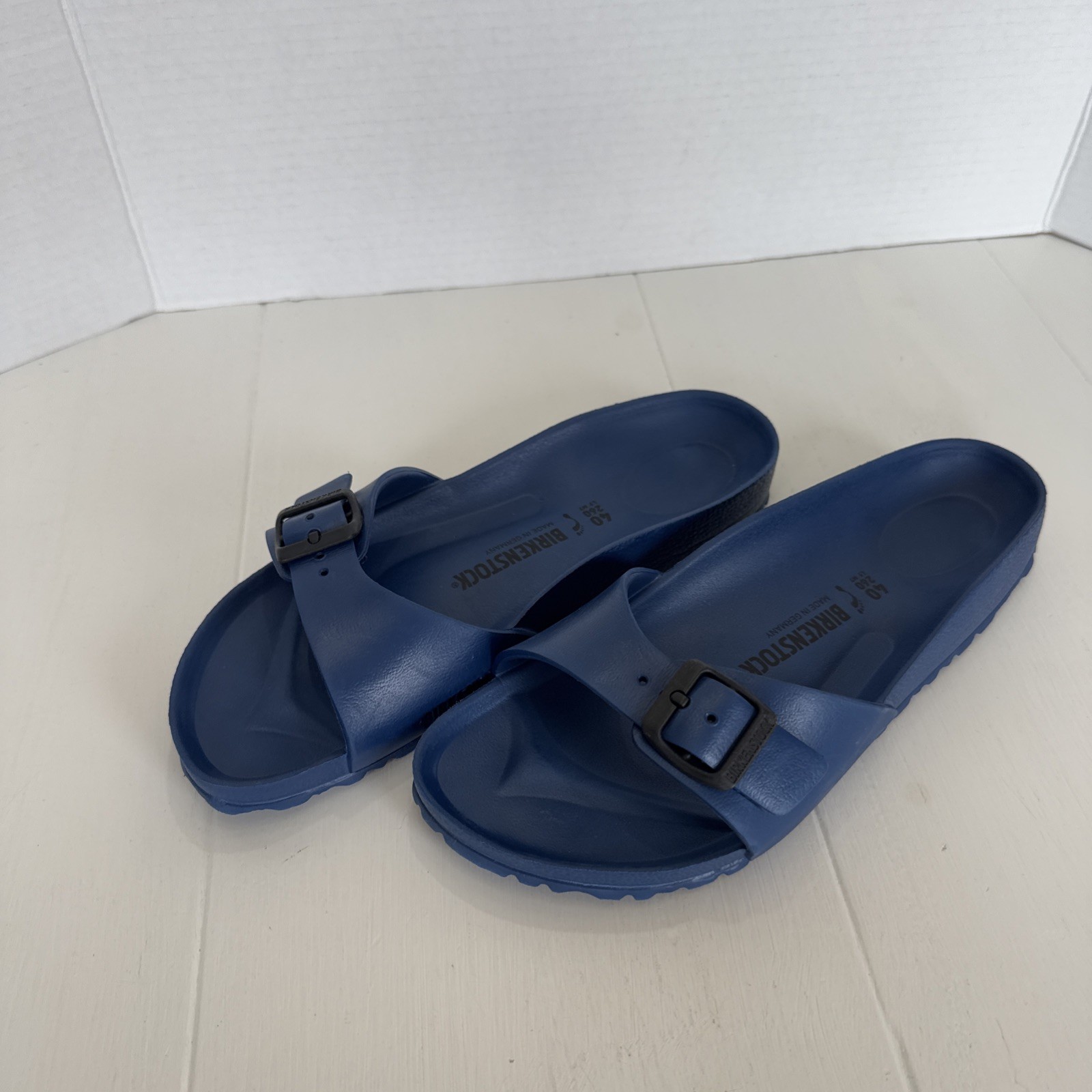 Birkenstock Madrid Essentials EVA Casual Slippers/ Sandals Blue NARROW Size 40