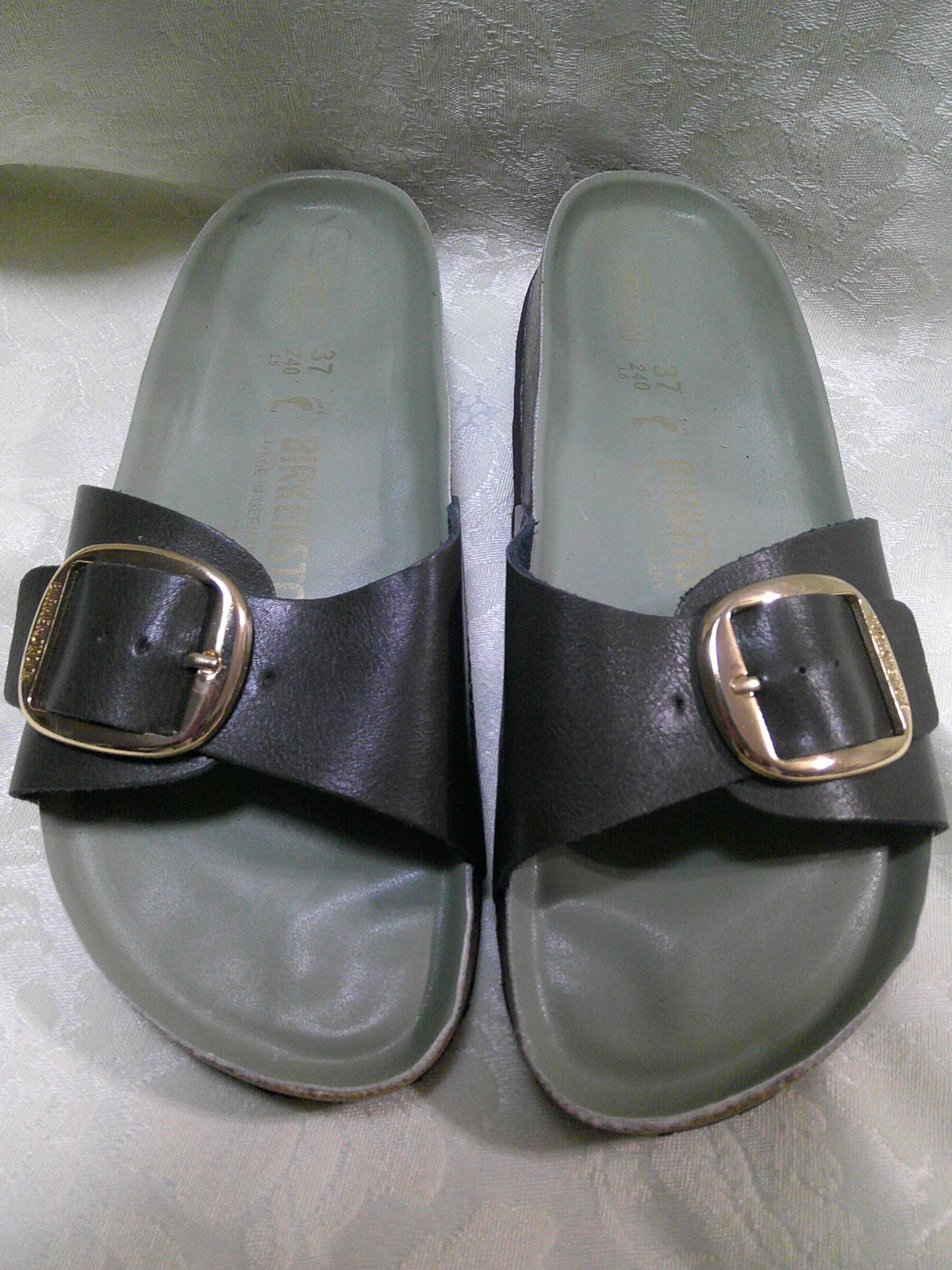 BIRKENSTOCK Madrid Big Buckle Sandals Black Leather w Soft Foot Bed Women 6 EUC