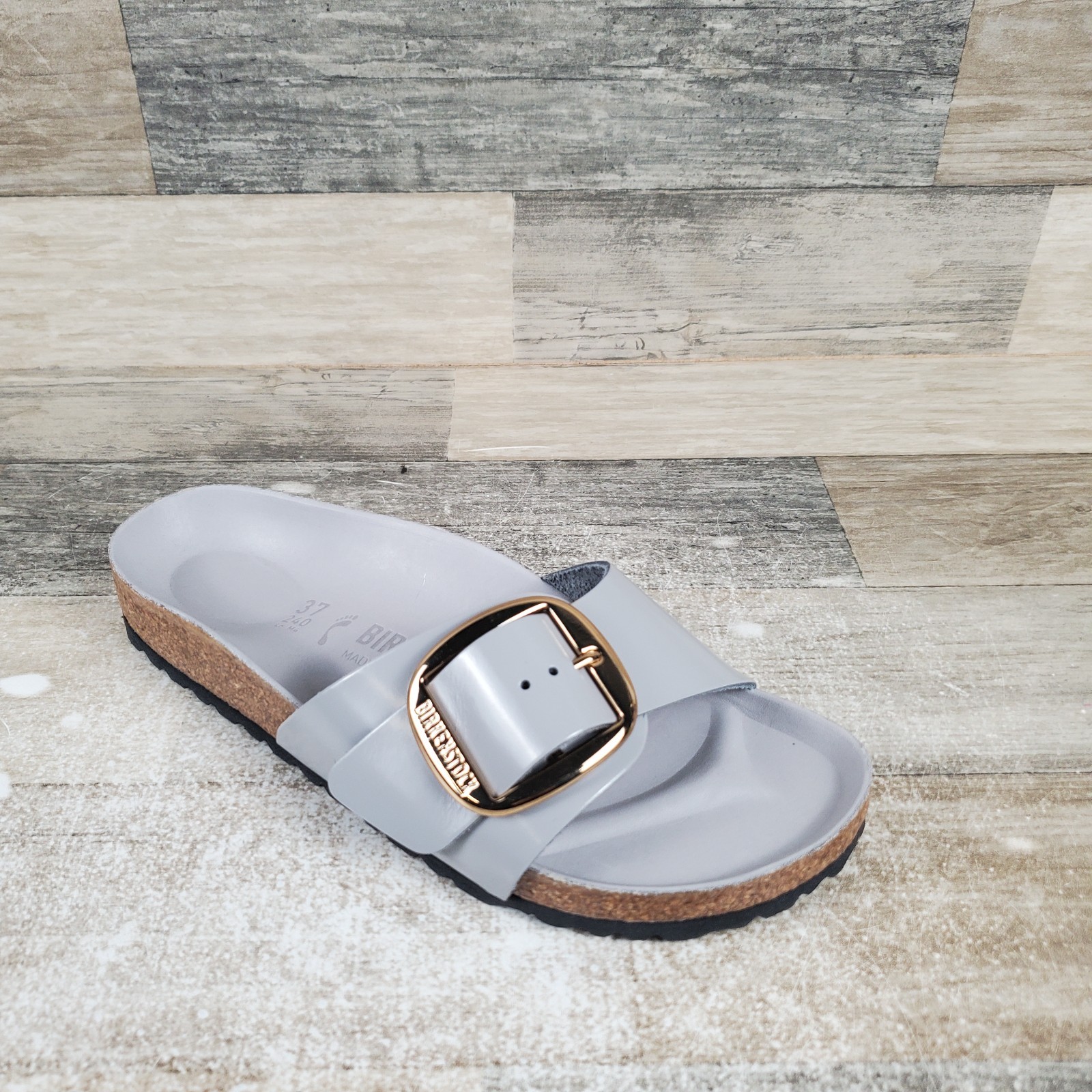 Birkenstock Madrid Big Buckle Womens Sandals Sz 6 Gray Slip On Open Toe