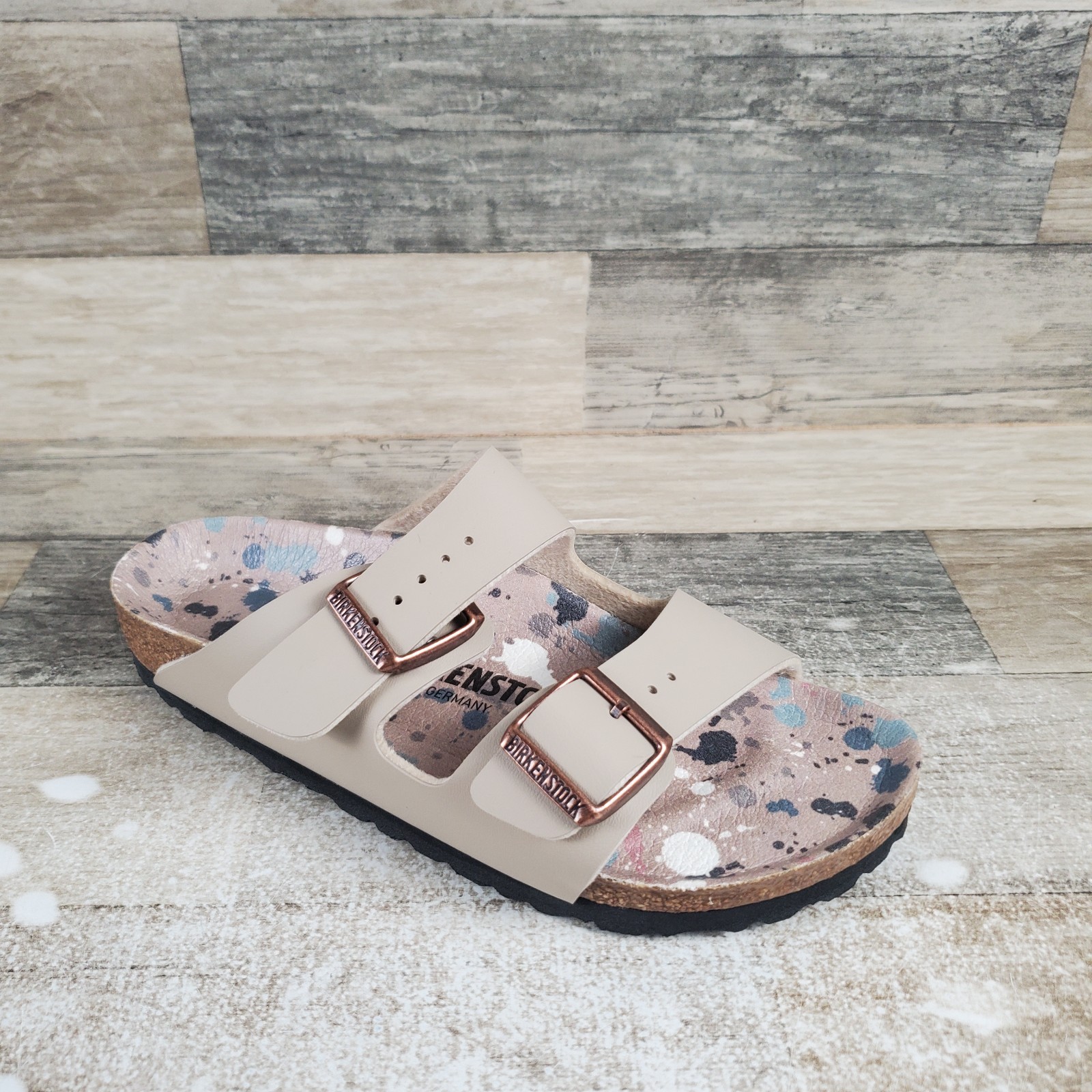 Birkenstock Arizona Women’s Slide Sandals Sz 5 Sandcastle Birko-Flor Narrow