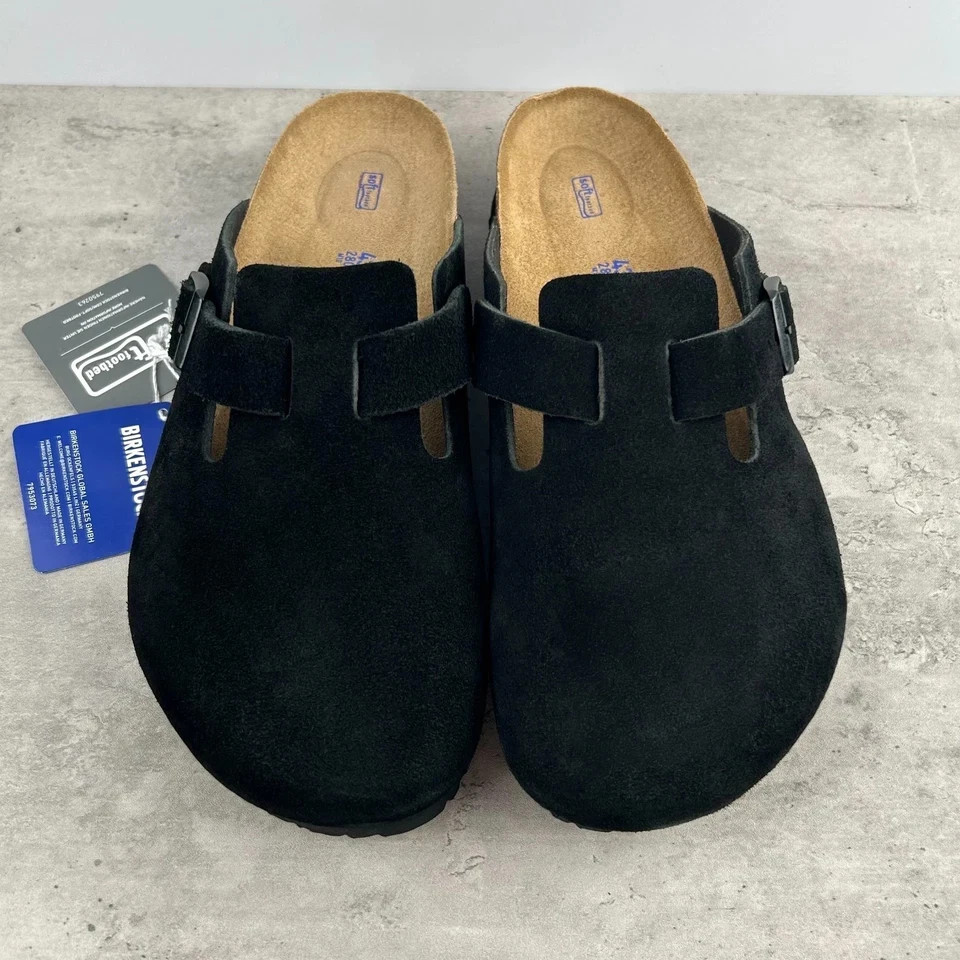 New-Birkenstock Boston Suede Leather Soft Footbed Black Men/women’s Clog Shoes