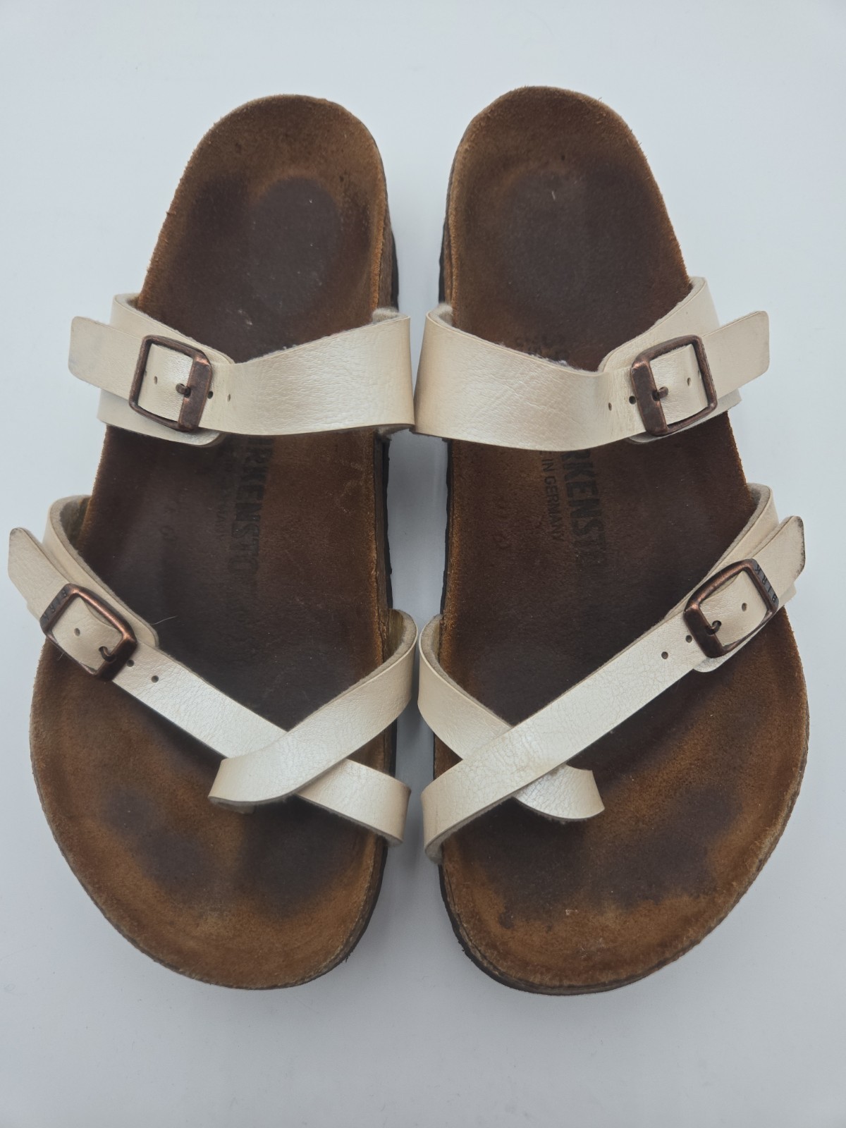Birkenstock Mayari Sandals Beige Leather Women’s Size 39 / US 8 – Made in…