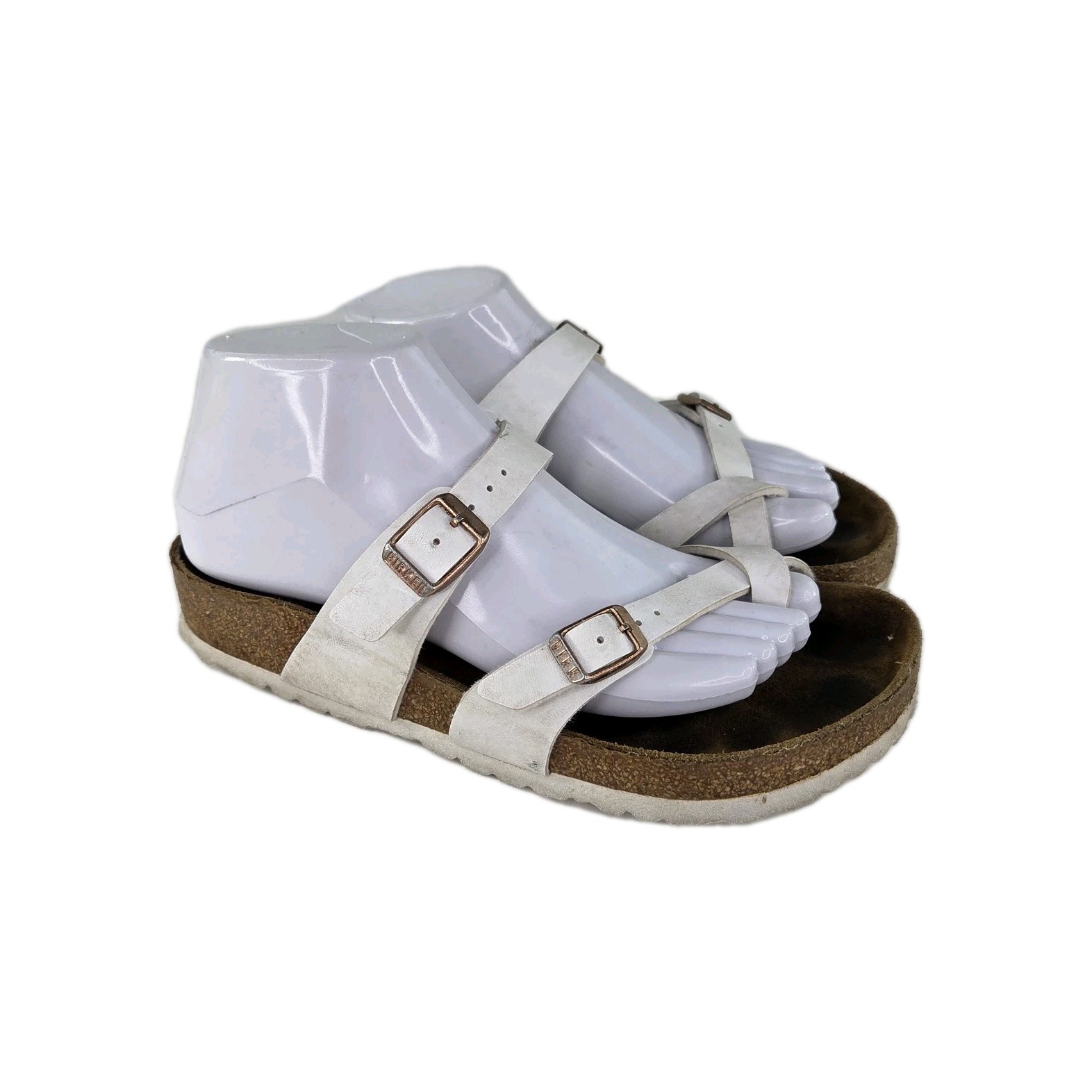 Birkenstock Mayari Women’s Slide Sandal US 7 White Toe Loop Birko-Flor Shoes
