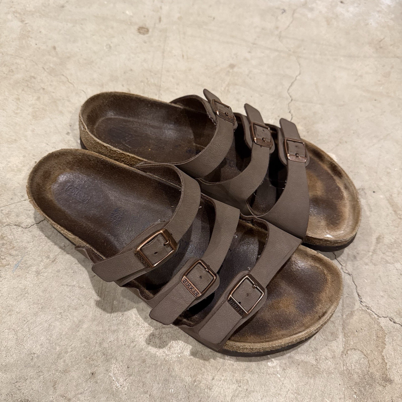 Birkenstock Florida Sandals Womens 10 Size 41 EU Brown Leather Slip On Shoes