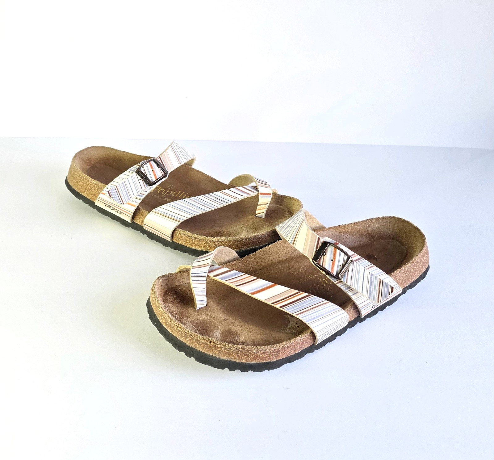 Birkenstock PAPILLIO Sandals Striped Multicolor Birko Flor 41 10.5 11 Regular