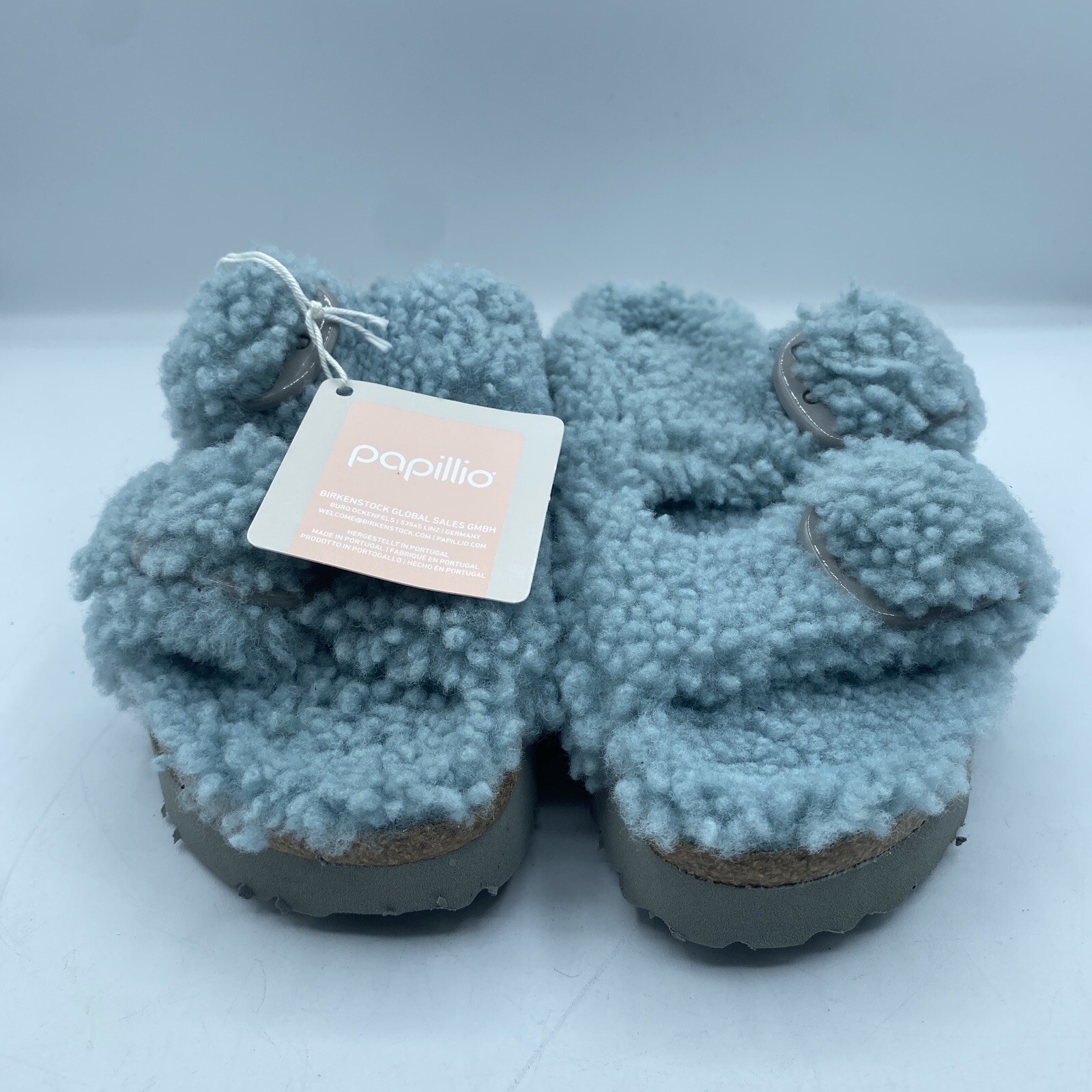 Birkenstock Papillio Faded Blue Arizona Shearling Fur Womens EU36 US 5 Boho NWOB