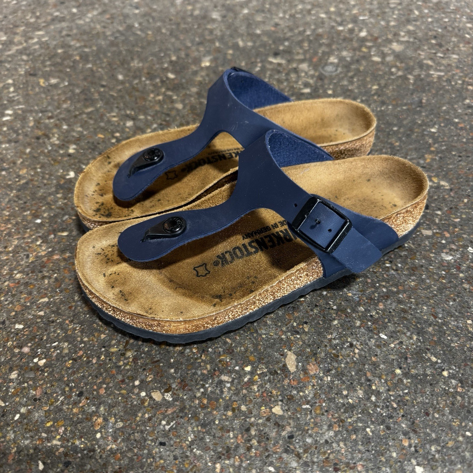 Birkenstock Gizeh Sandals Navy Blue Leather Thong Slip On Womens 39 4 US