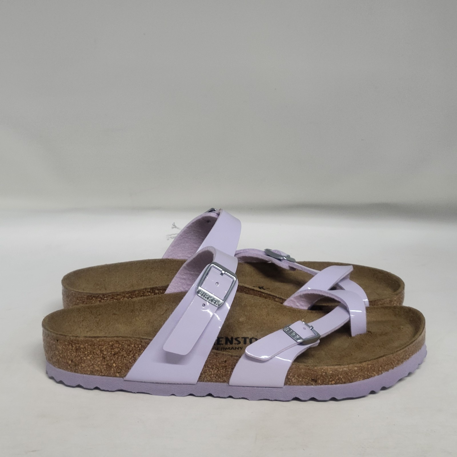 Birkenstock Mayari Birko-Flor Patent Sandal Purple Fog Womens Size 8 Regular Fit