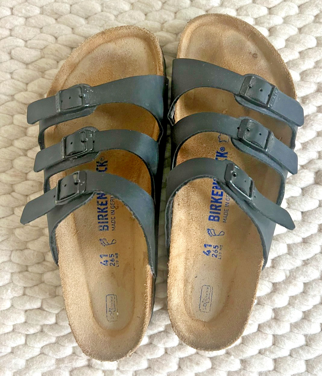 Birkenstock Florida Women’s Buckle Sandals, US L10 – Soft Oiled Black Leather