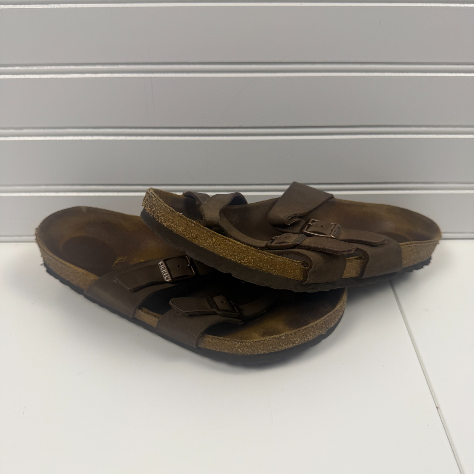 Birkenstock Mayari Unisex M4/L6 Sandals Mocha Brown Leather Casual Slip On Slide