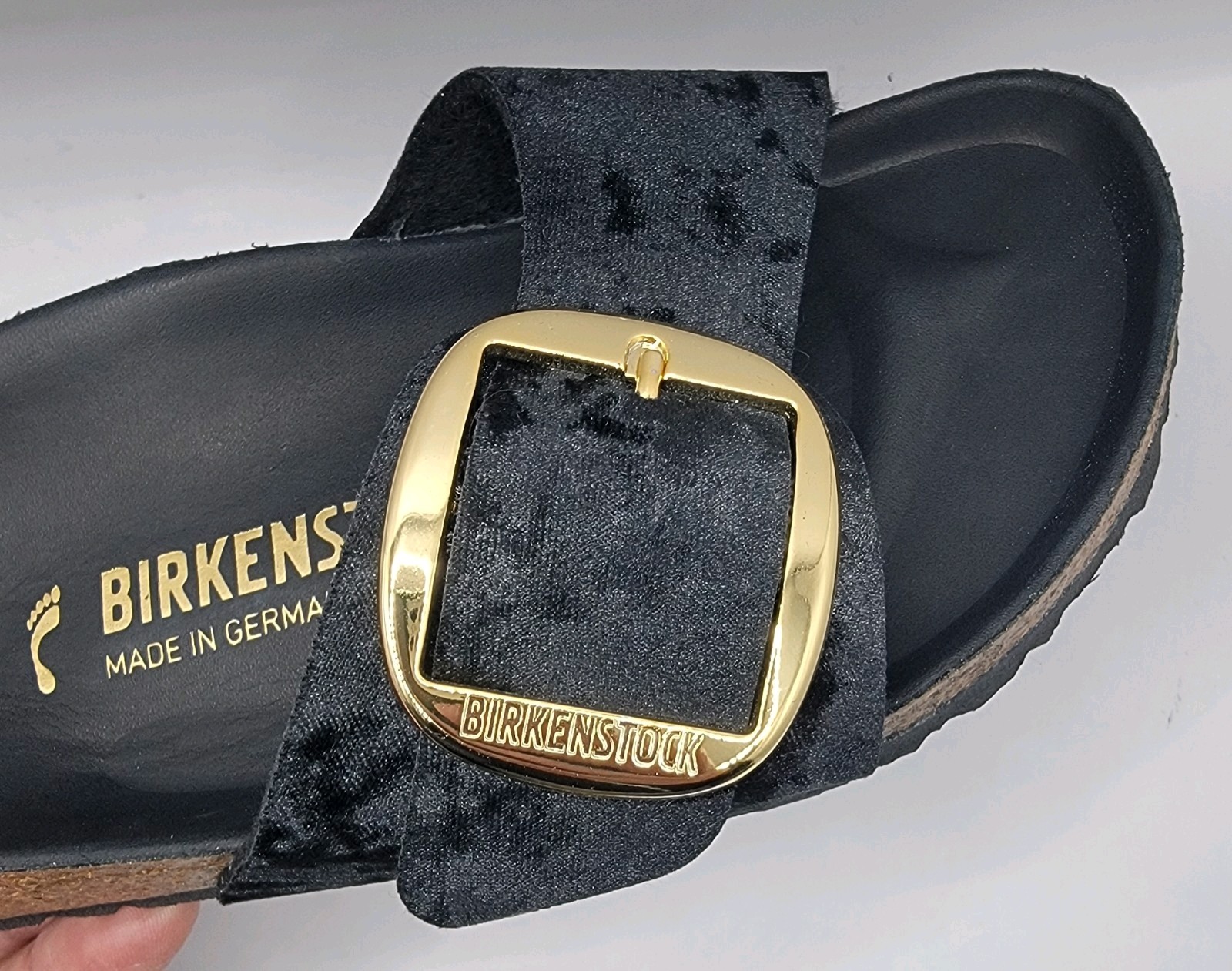 Birkenstock Madrid Big Buckle Rivet Logo Black Velvet Narrow