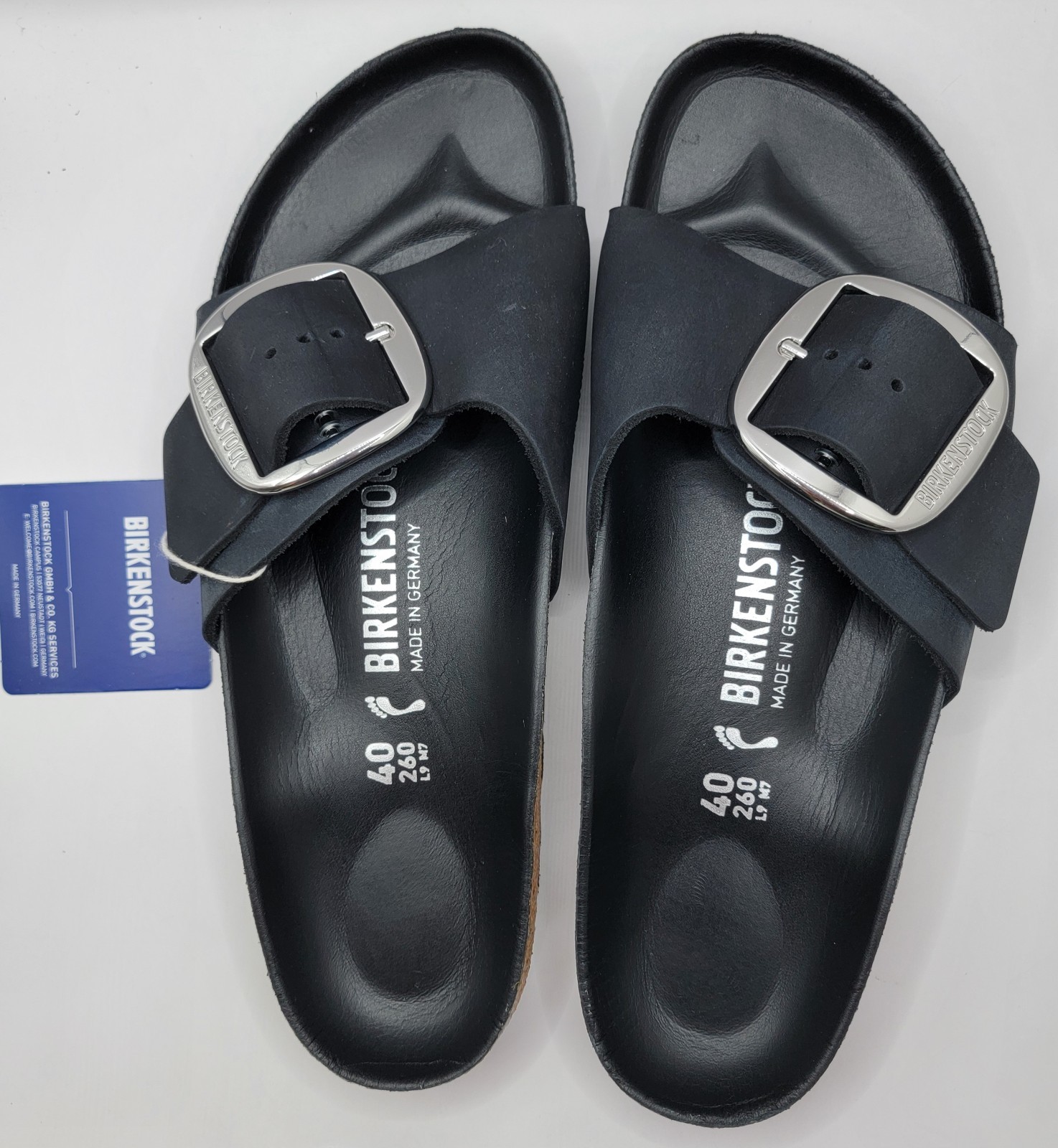 Birkenstock Madrid Big Buckle  Natural Leather Black Color Narrow