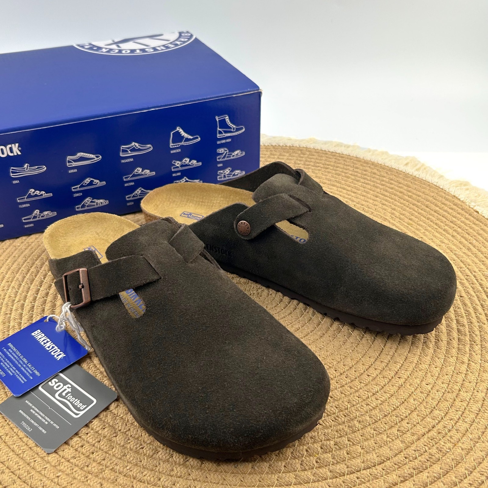 Birkenstock Boston Mocha Suede Leather Soft Footbed -Size 37-45 New W/ Box
