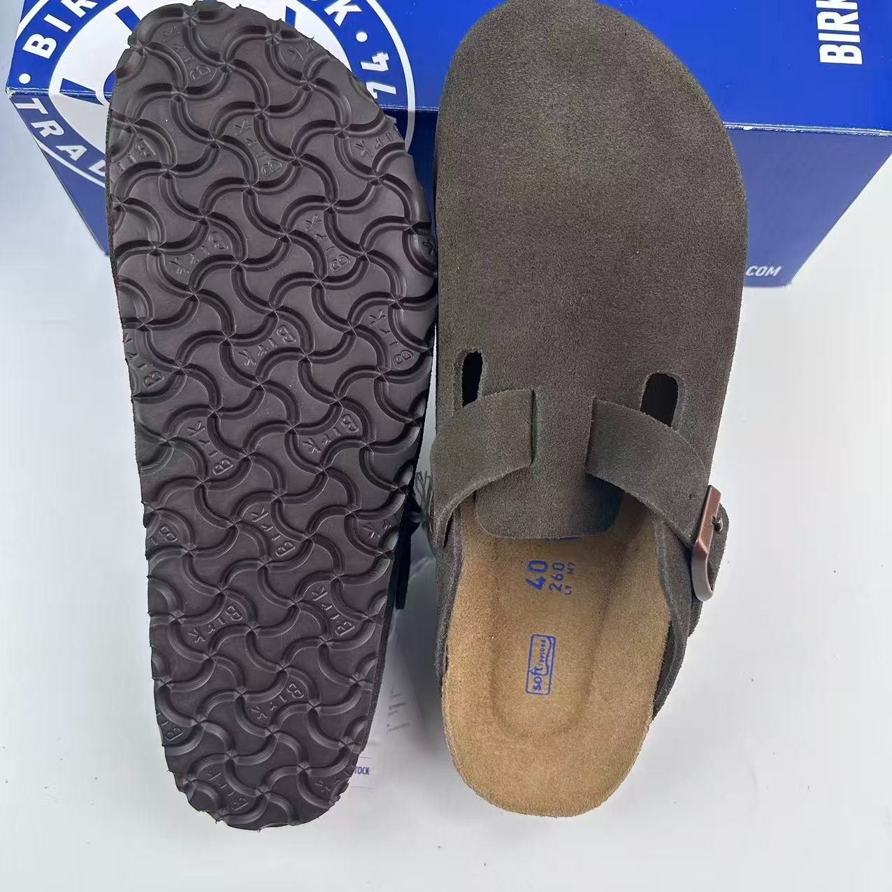 Birkenstock Boston Mocha Suede Leather Soft Footbed Unisex Clog Shoes EU 37-45