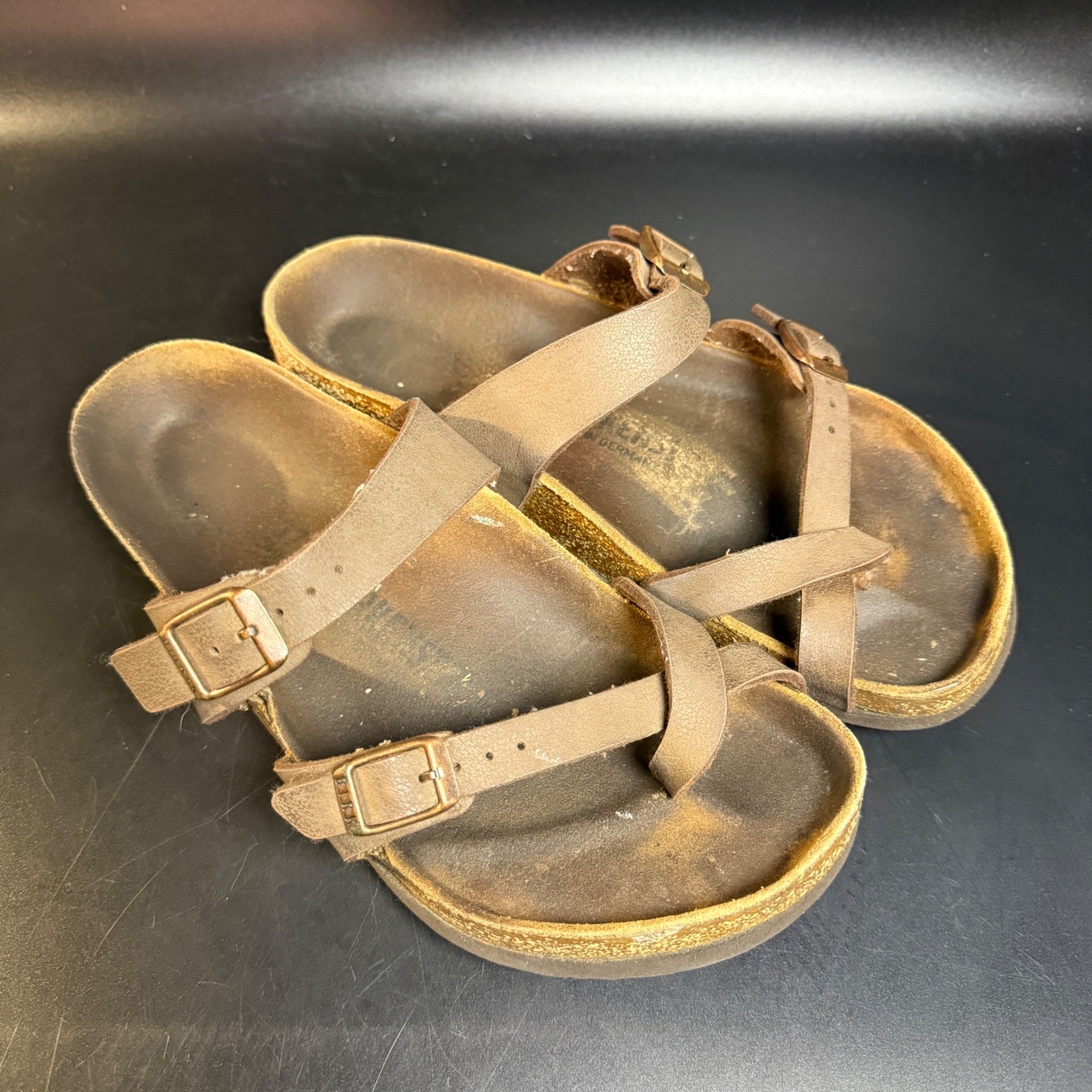 Birkenstock Mayari Sandals EU 37 Brown Thong Strap Adjustable Buckle Slides