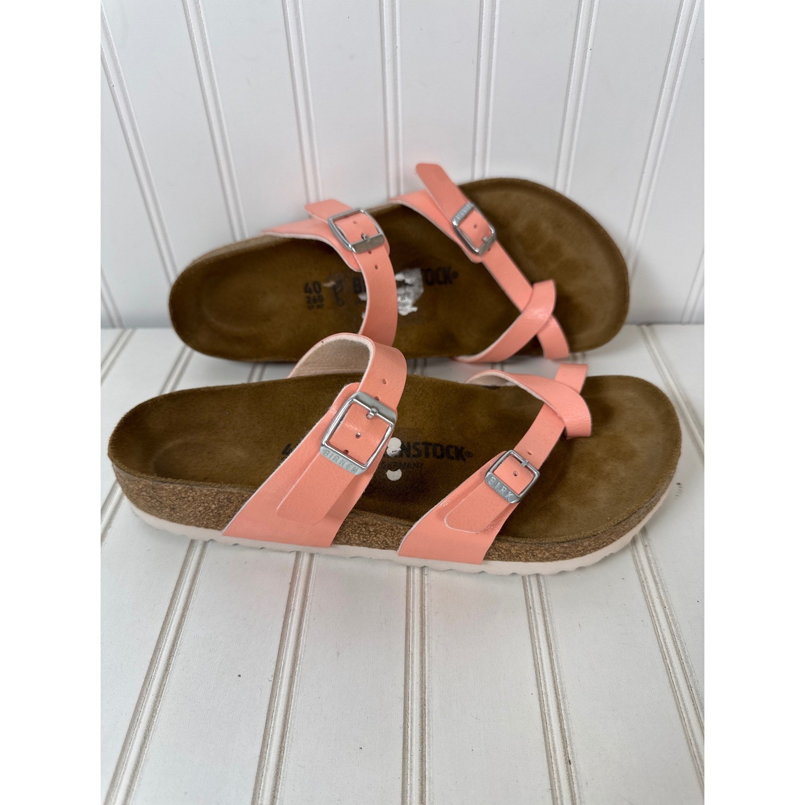 Birkenstock Mayari Sandal Womens Birko Flor Coral Peach Sz 40 US 9 Regular