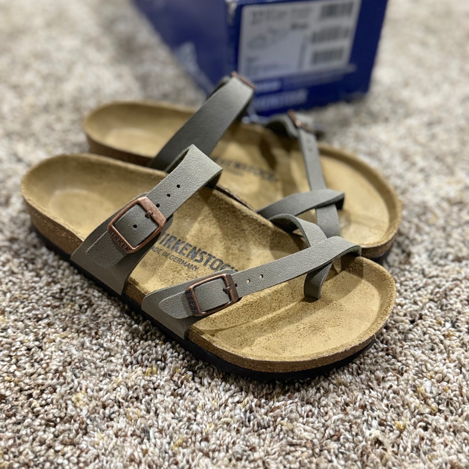 Birkenstock Mayari Stone Leather Strappy Thong Sandals Women’s Size 37 EUR