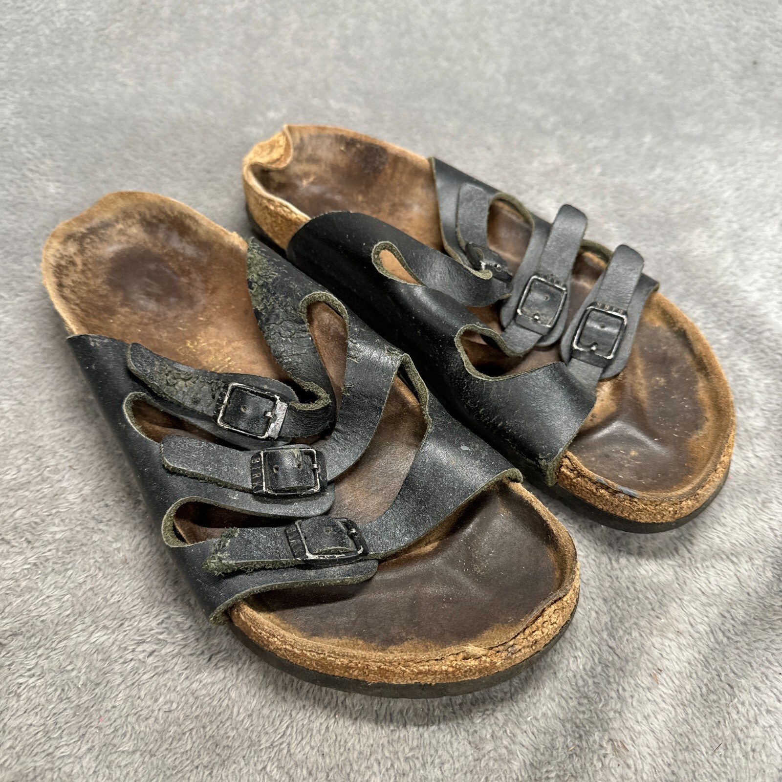 Birkenstock Florida Soft Sandals Womens EUR 39 US 8-8.5 Black Leather