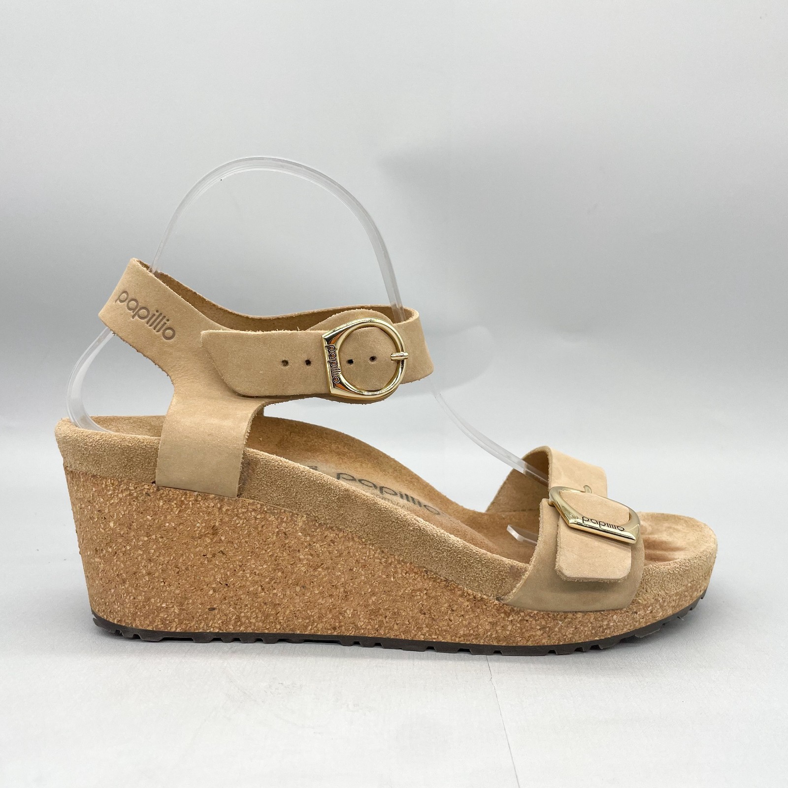 Birkenstock Papillio Womens 10 Soley Sandals Beige Platform Cork Wedge Heels