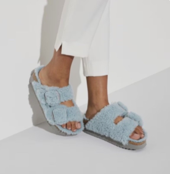 Birkenstock Papillio Arizona Big Buckle Shearling Teddy Faded Aqua Size EU 38