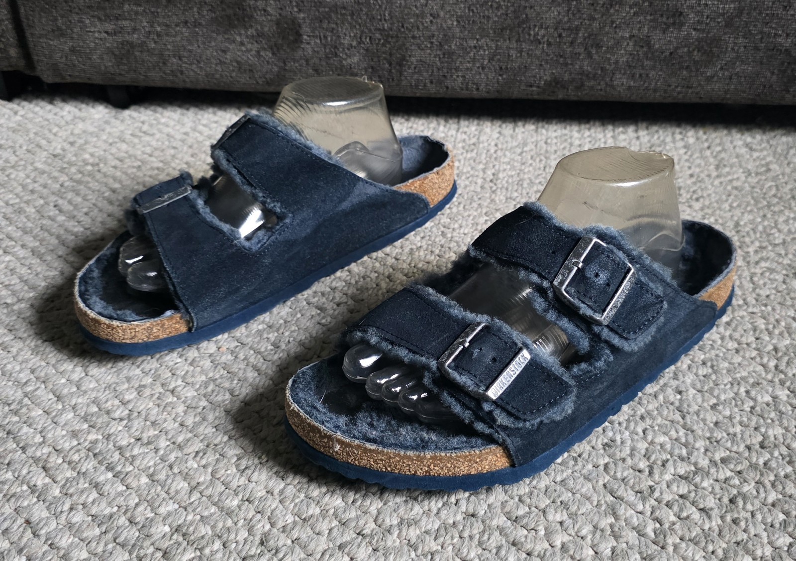 Birkenstock Arizona Shearling Midnight Navy Sandals Mens 10/43 Regular READ.