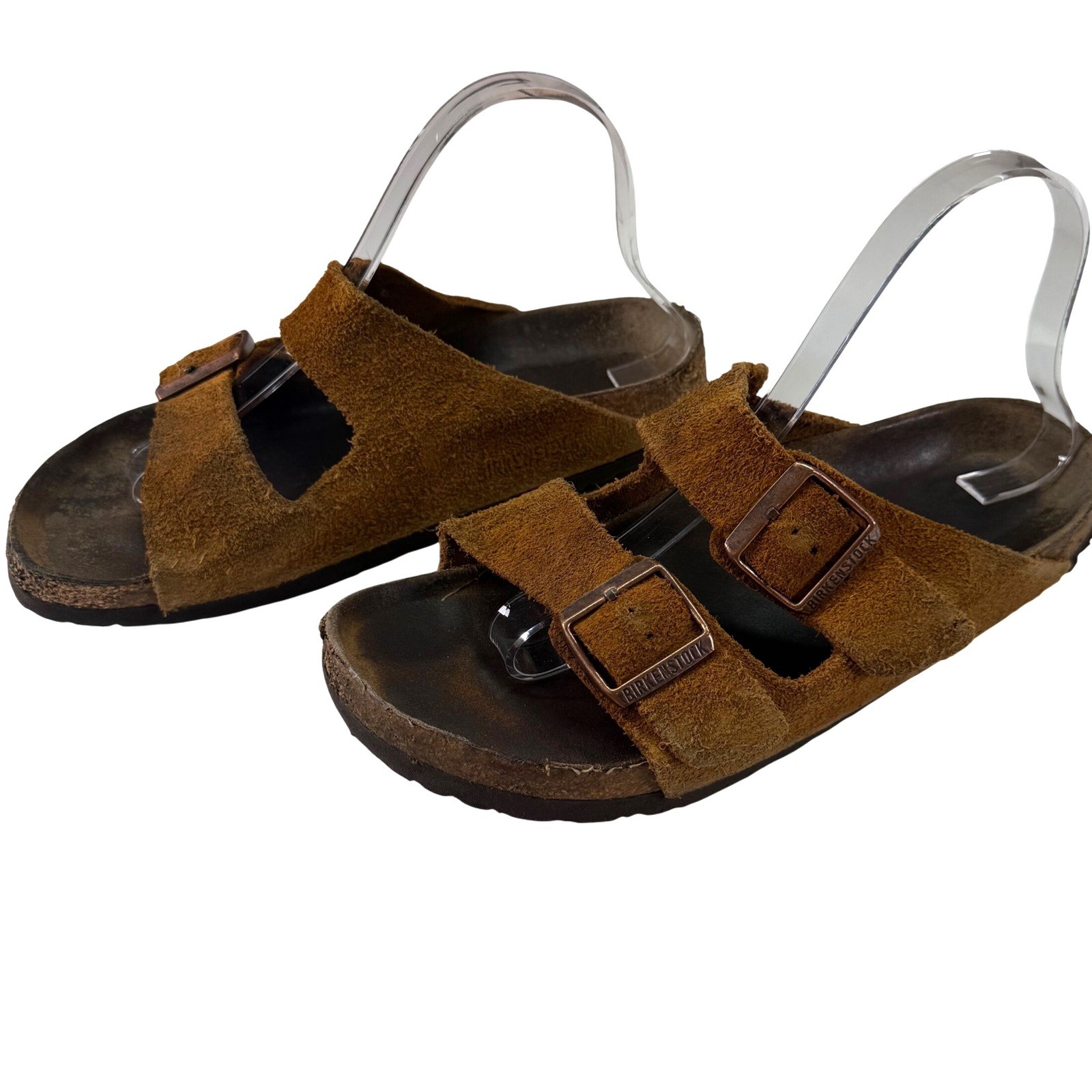 Birkenstock Arizona Suede Sandals Brown Womens Estimated 38 US 7 7.5 Distressed