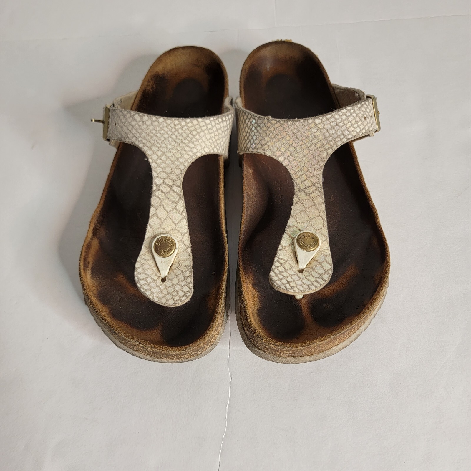 Birkenstock Gizeh Sandal Size 37/6  Shiny Snake Print Bucked Regular Womens